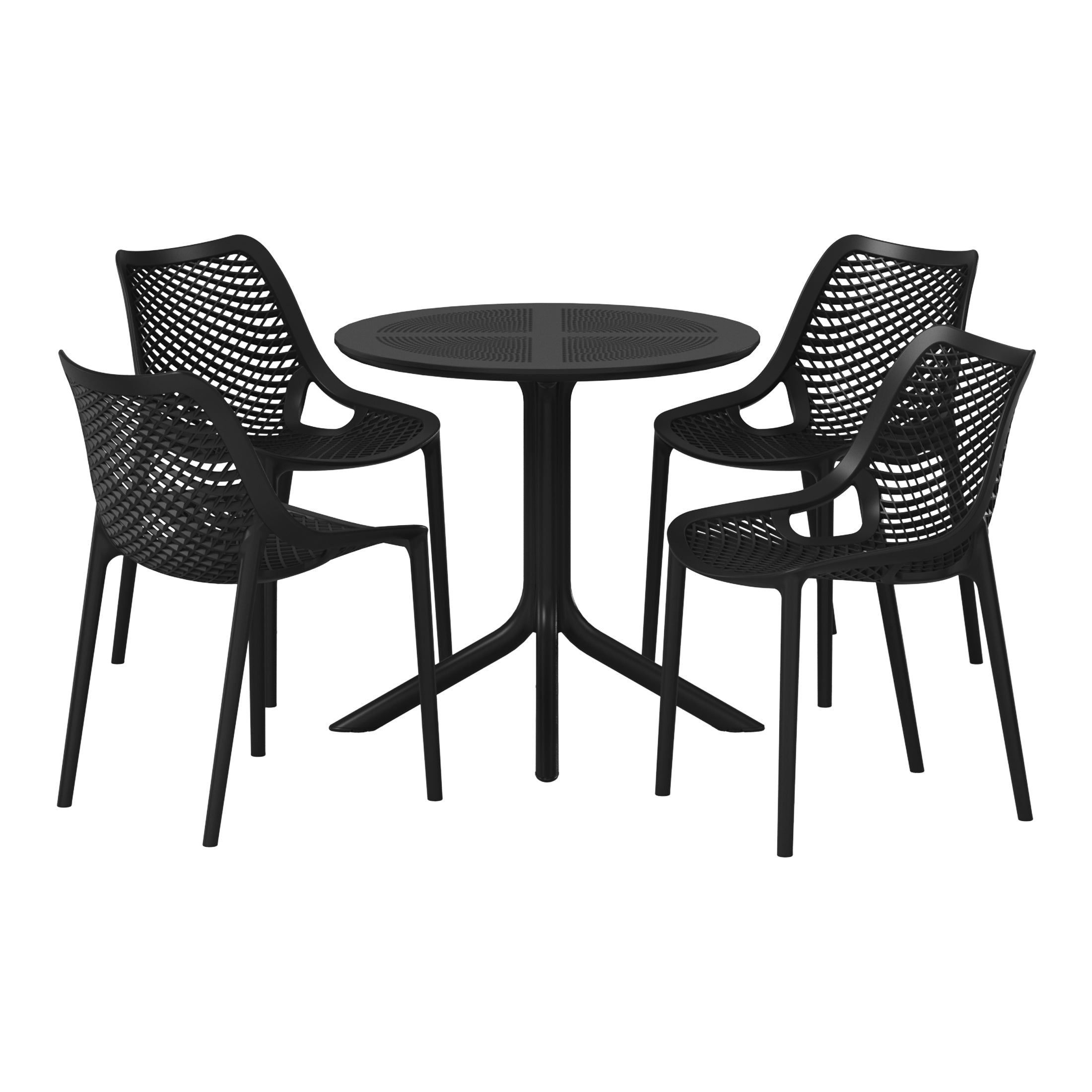 Sunshine 5-Piece Modern Round Patio Dining Table Set with Stackable Patio Dining Chairs