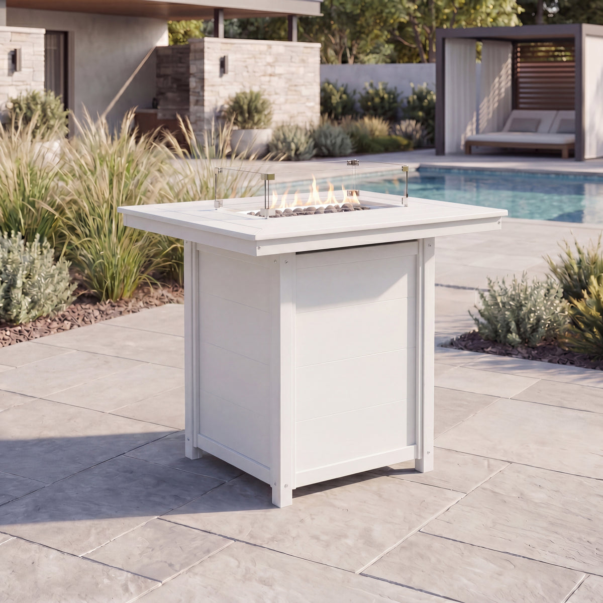 Sol 46" Modern Outdoor Patio Gas Propane Rectangle Fire Pit Table