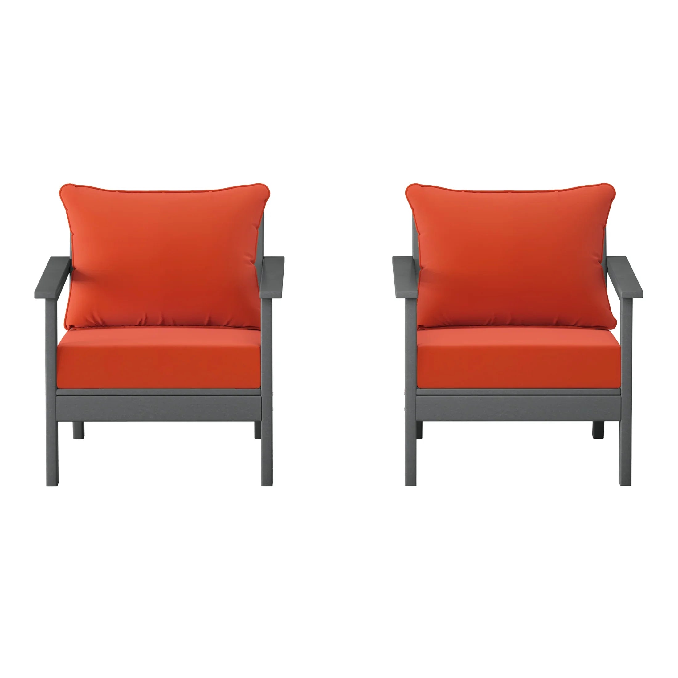 Portsmouth Outdoor Modern HDPE Patio Club Chairs with Deep Seat Cushions (Set of 2)