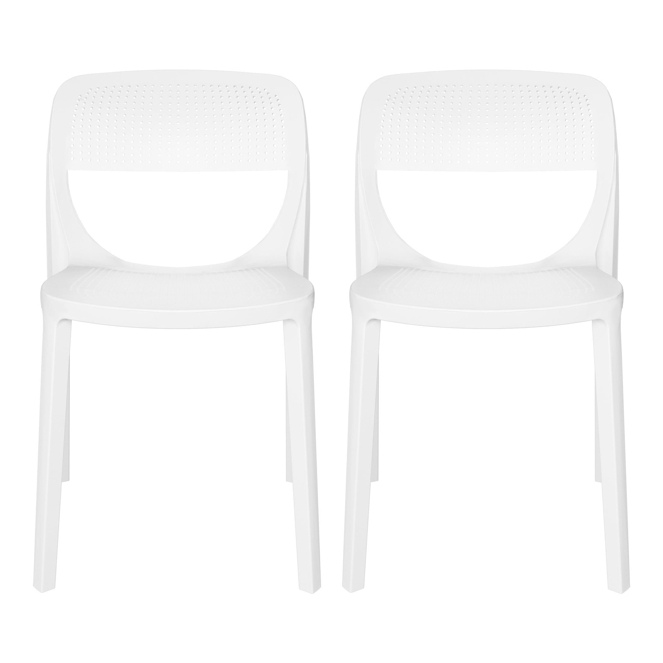 Sunshine Modern Stackable Plastic Resin Patio Dining Side Chair (Set of 2)