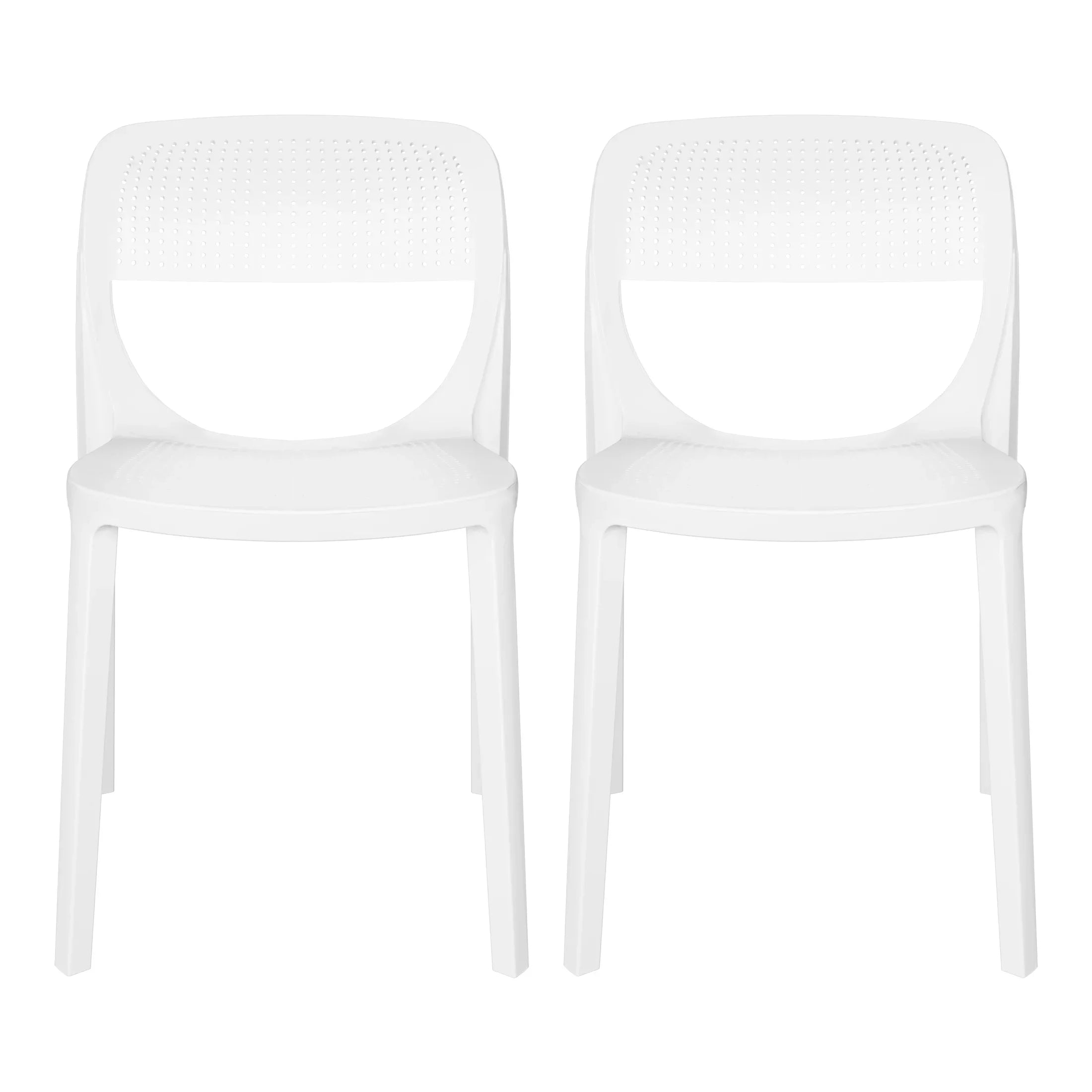 Sunshine Modern Stackable Plastic Resin Patio Dining Side Chair (Set of 2)