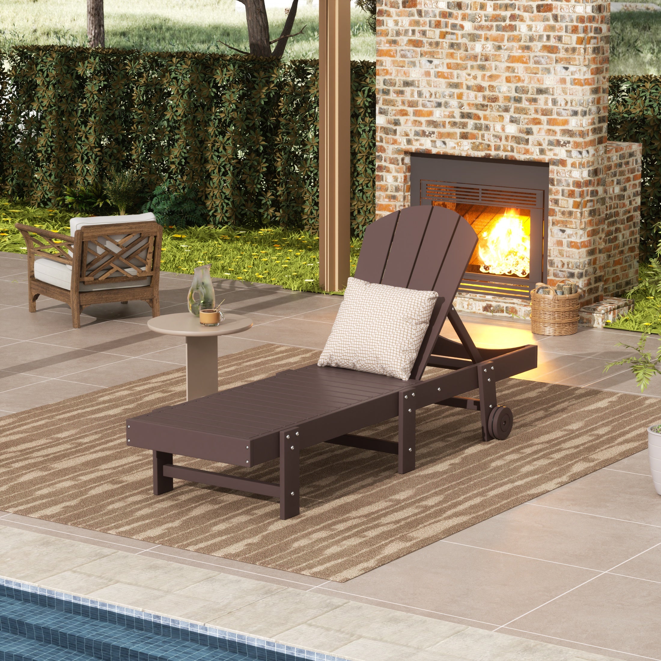 Paradise Adirondack Poly Reclining Chaise Lounge With Wheels