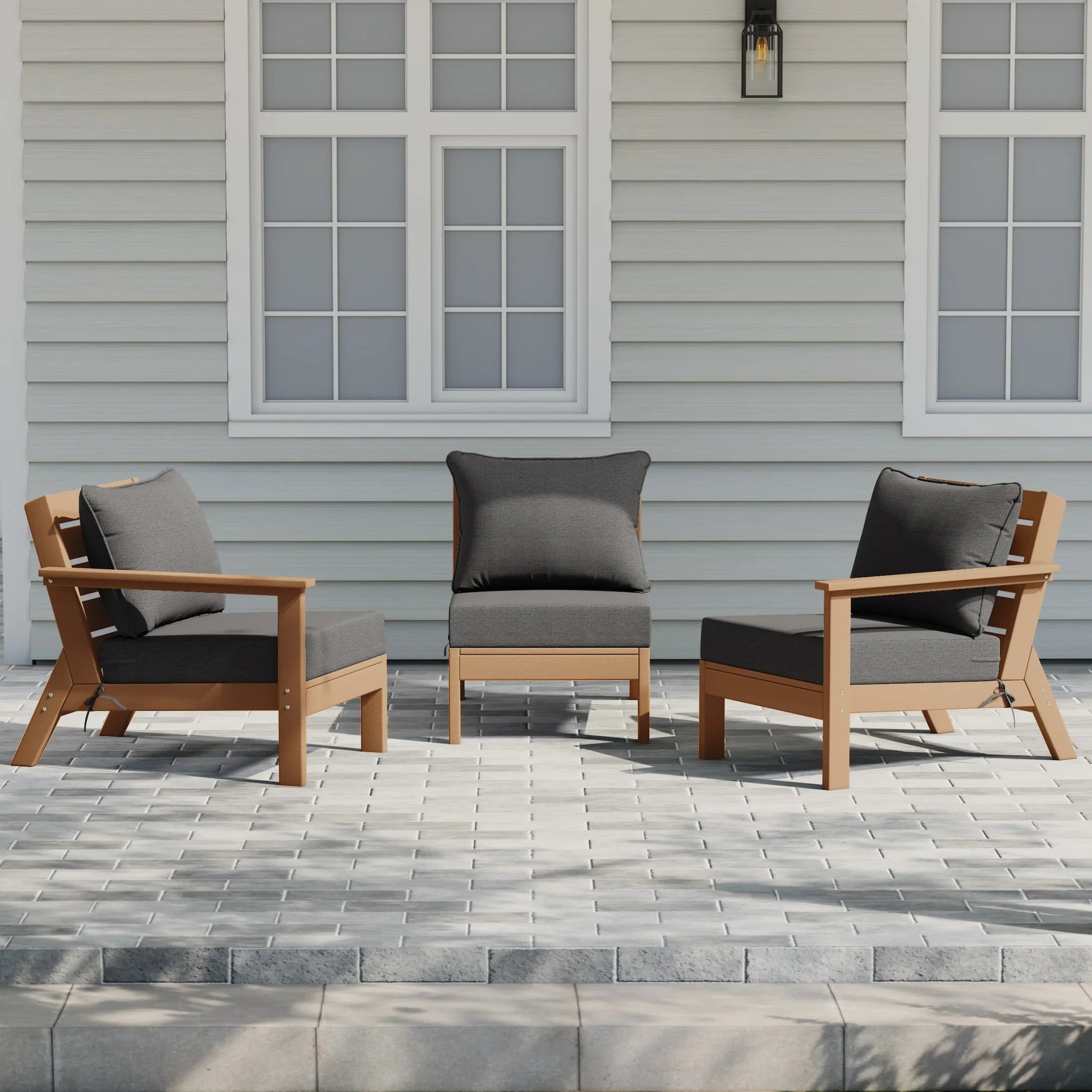 Portsmouth Outdoor Patio HDPE Sectional Sofa with Patio Cushions