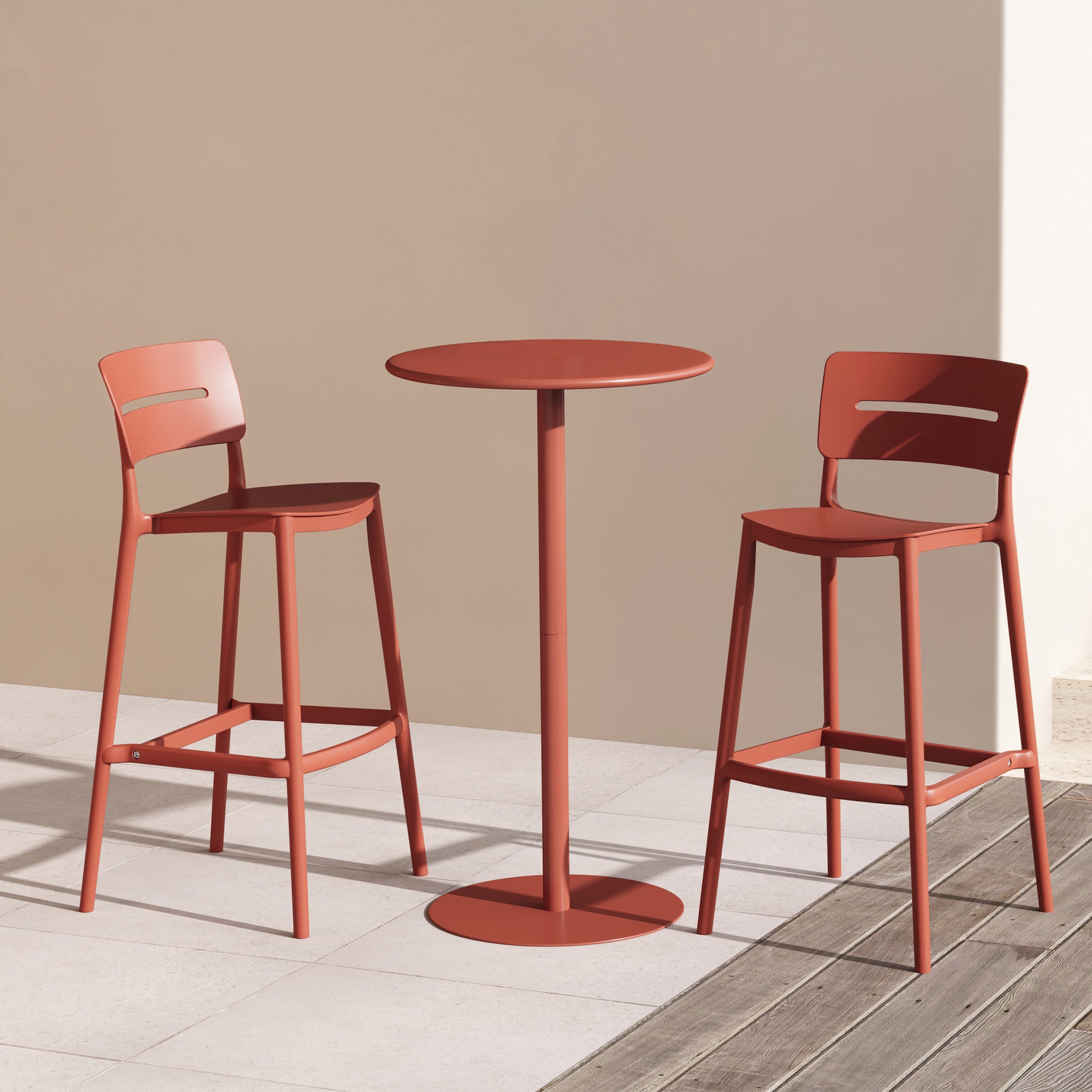 Sunshine 3-Piece Outdoor Adjustable Round Bar Height Patio Table Dining Set