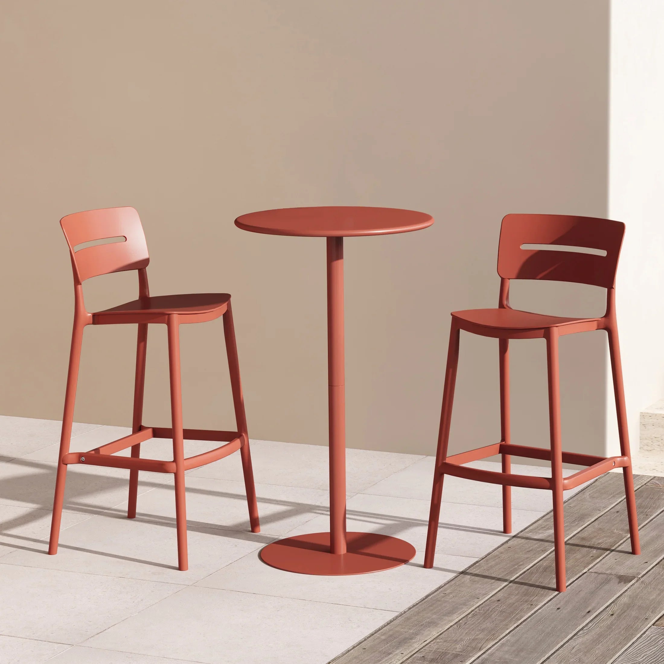 Sunshine 3-Piece Outdoor Adjustable Round Bar Height Patio Table Dining Set