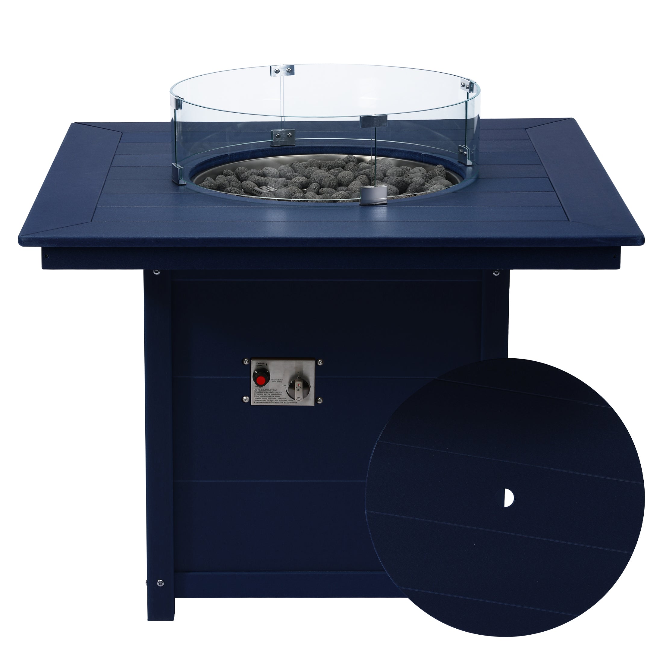 Sol Modern Outdoor Patio Propane 42" Square Fire Pit Table