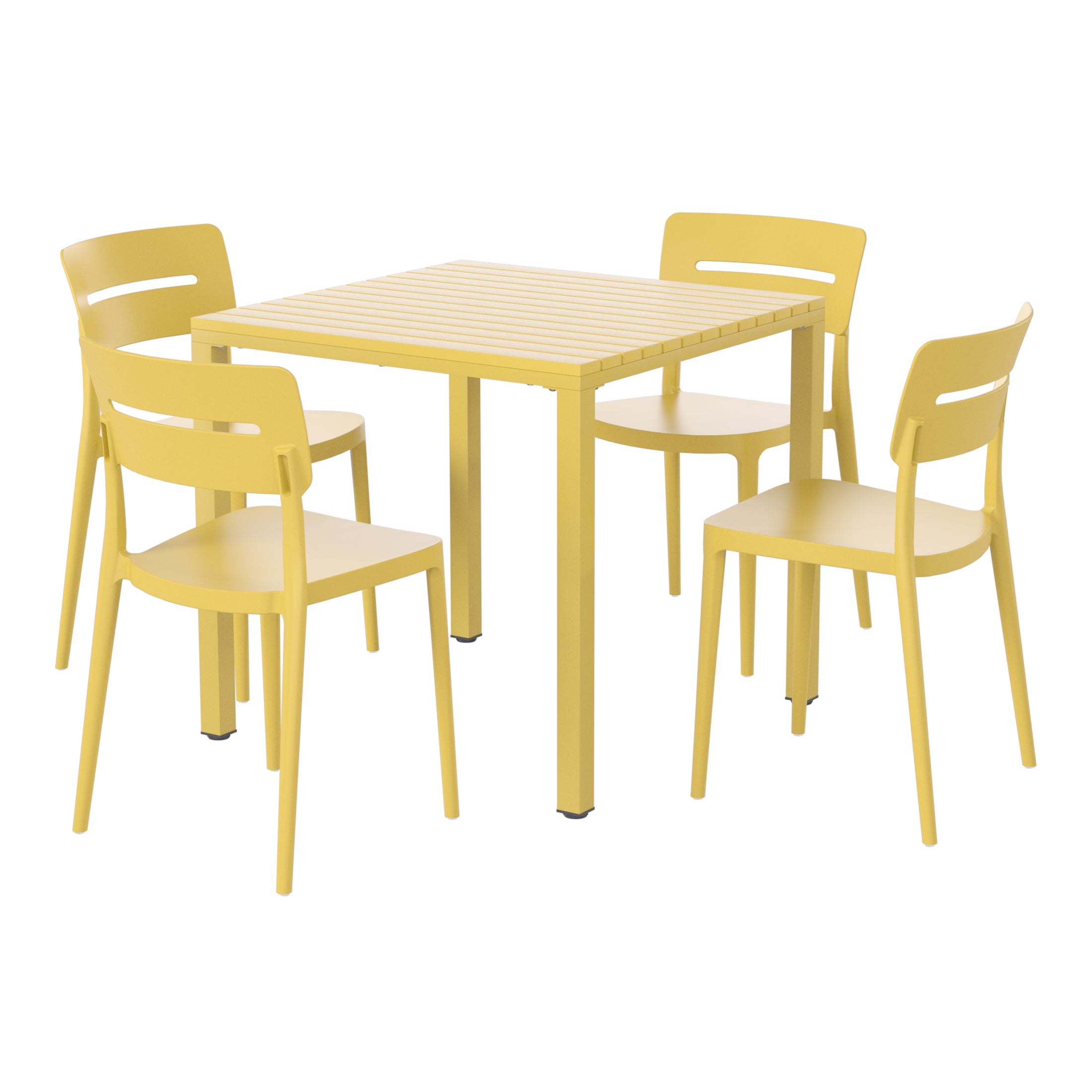 Sunshine 5-Piece Outdoor Metal Frame Dining Table Patio Set with Stackable Patio Dining Chairs