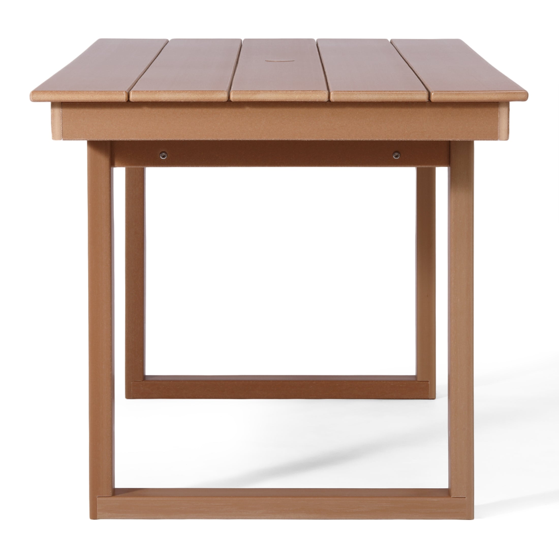 Cambria 68" Outdoor HDPE Modern Rectangular Patio Dining Table With Umbrella Hole