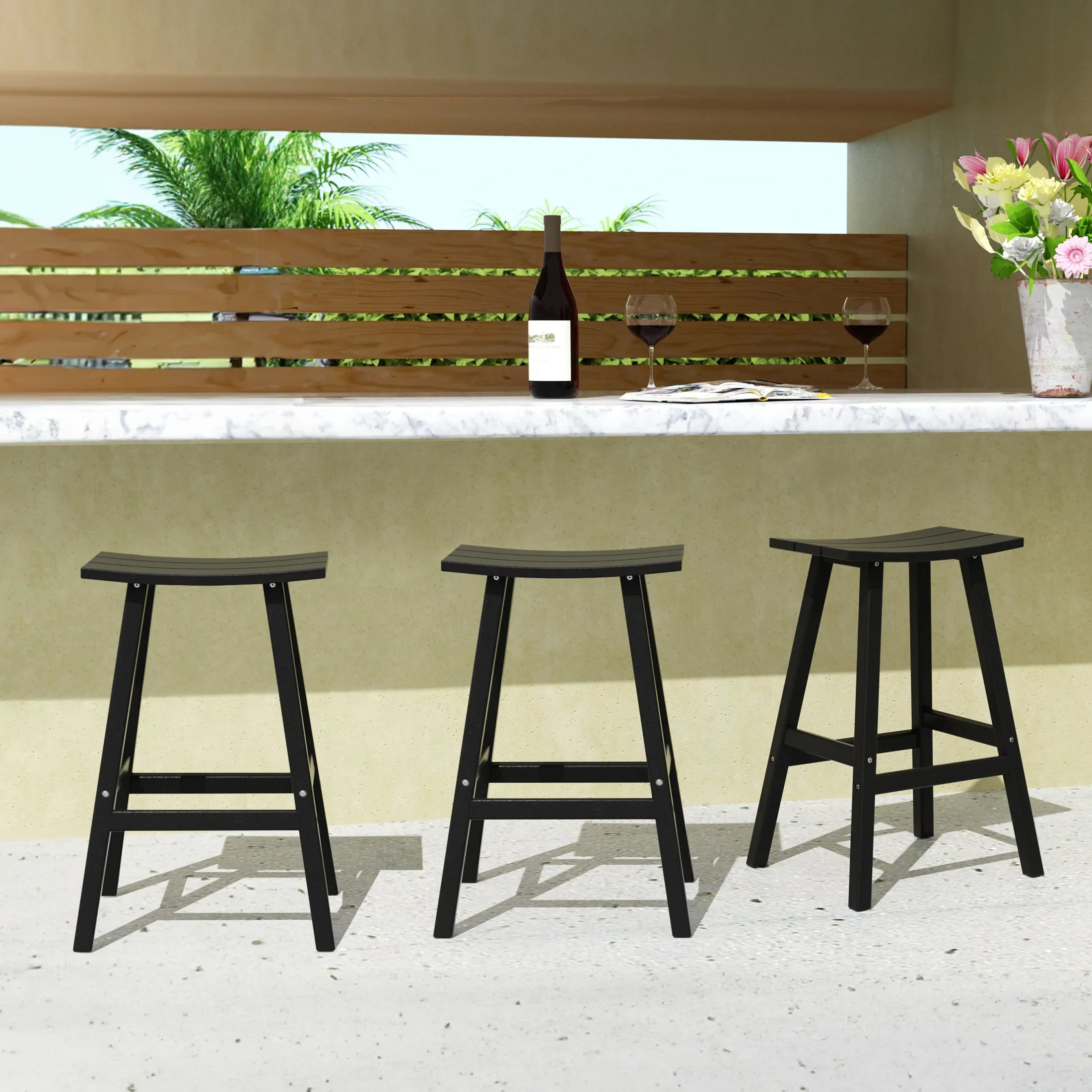 Paradise 29 Inch High Backless Seat Bar Stools (Set of 3)