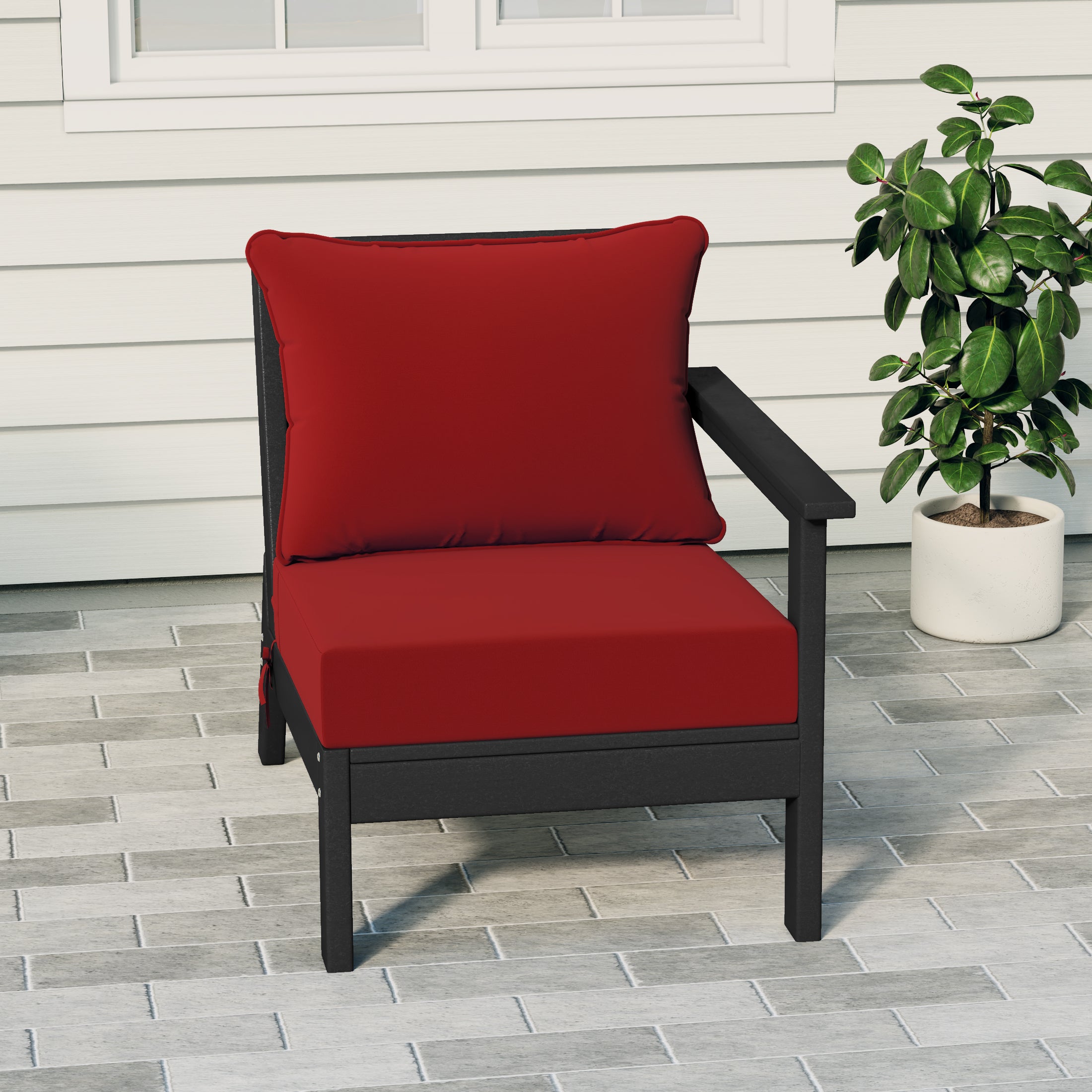 Portsmouth Outdoor Patio HDPE Right Arm Sectional Corner Club Chair with Patio Cushions