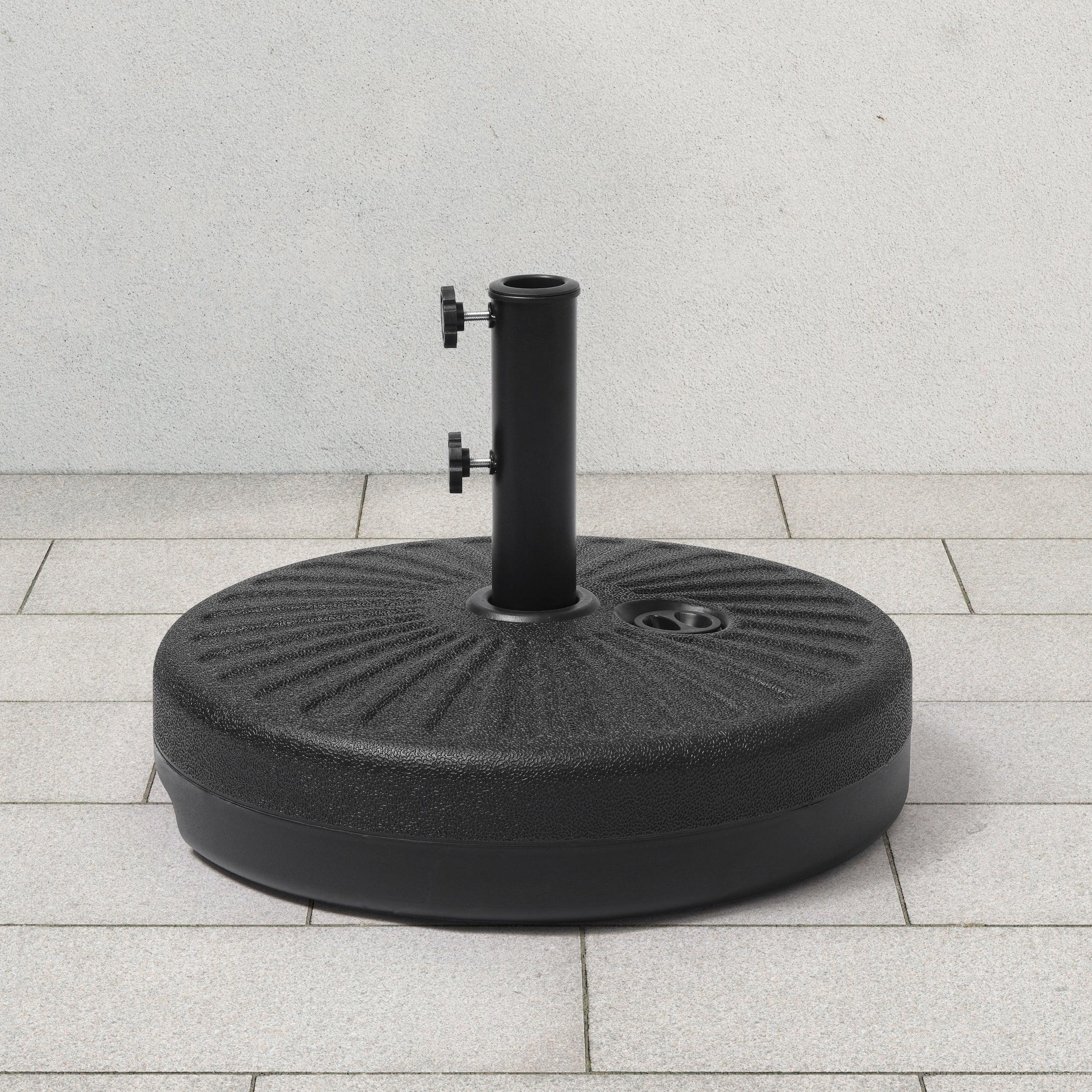 cement patio umbrella stand free standing Bally 20" diameter round hard plastic free standing umbrella base