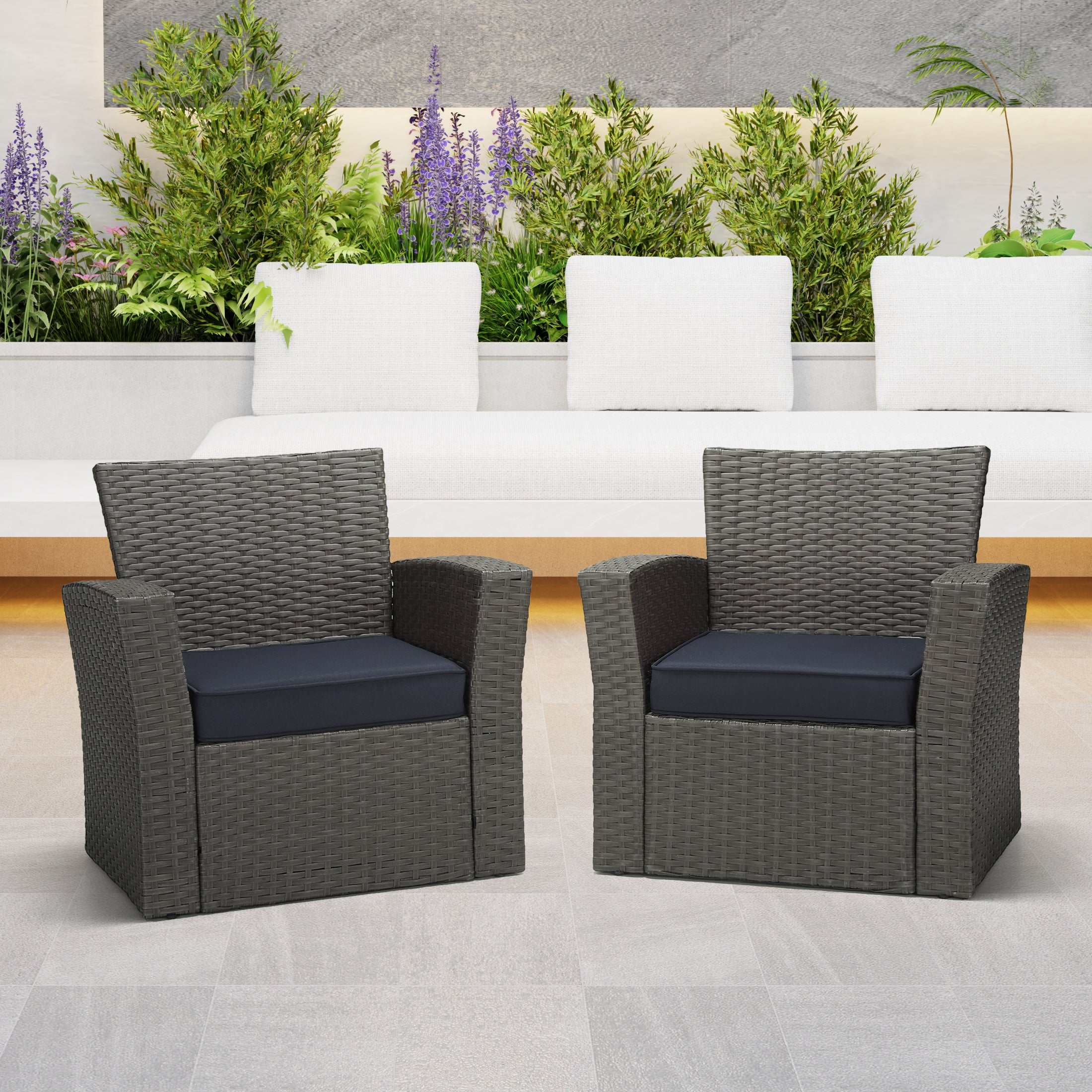 Harmony Outdoor Patio Furniture Seat Chair Square Cushions with Piping. Set of 2, 20" x 19"