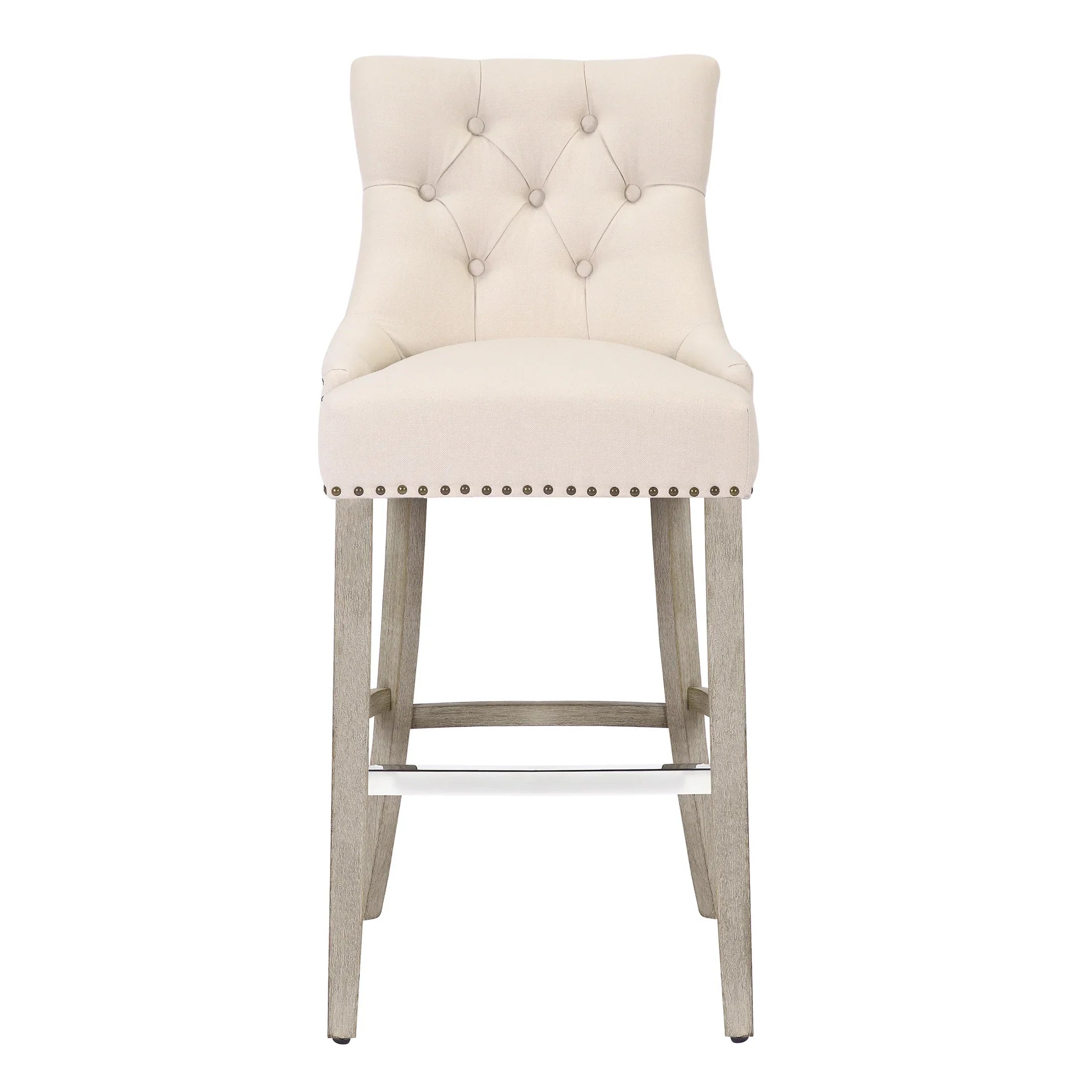 Bellmount 29" Upholstered Wood Bar Stool with Tufted Back