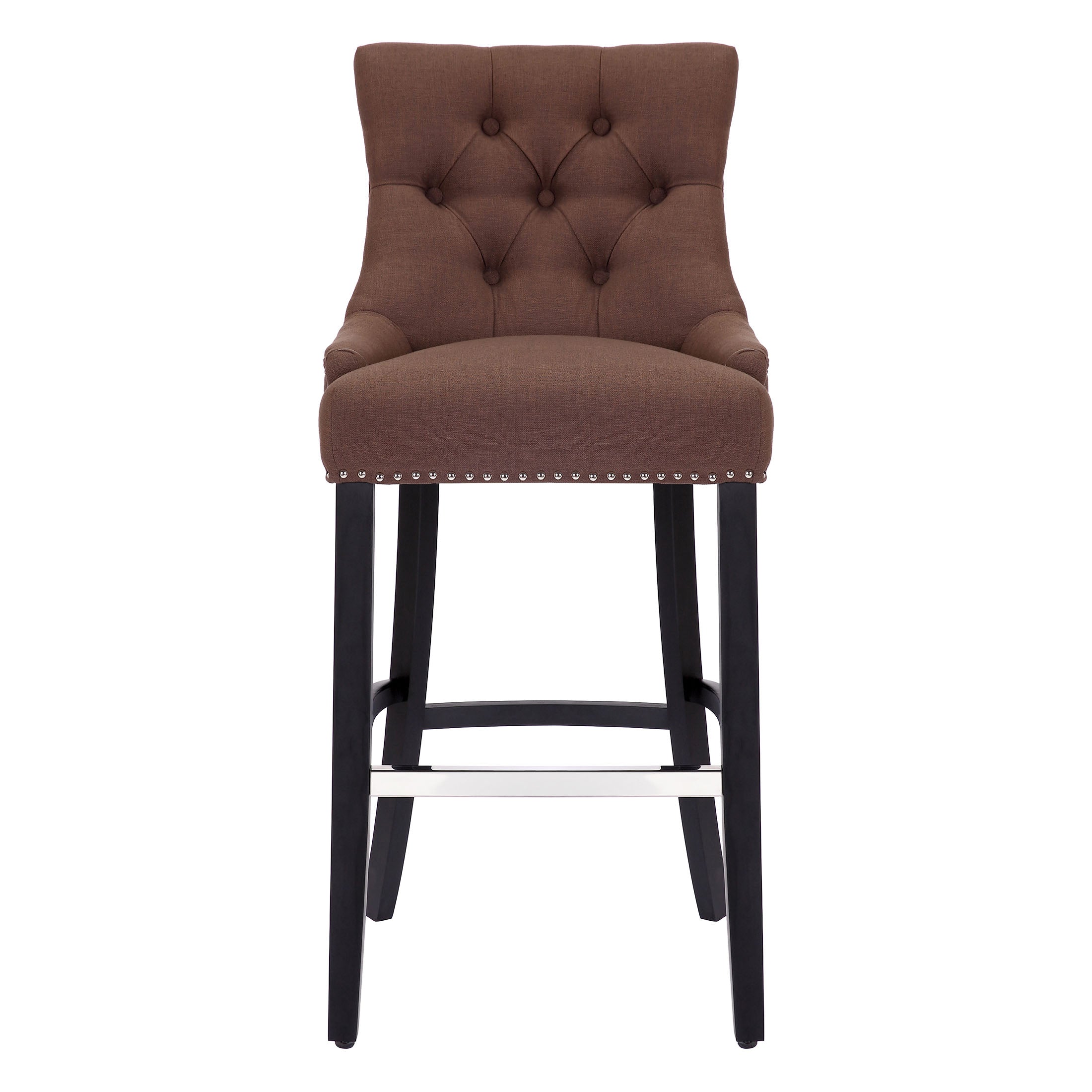 Bellmount 29" Upholstered Wood Bar Stool with Tufted Back