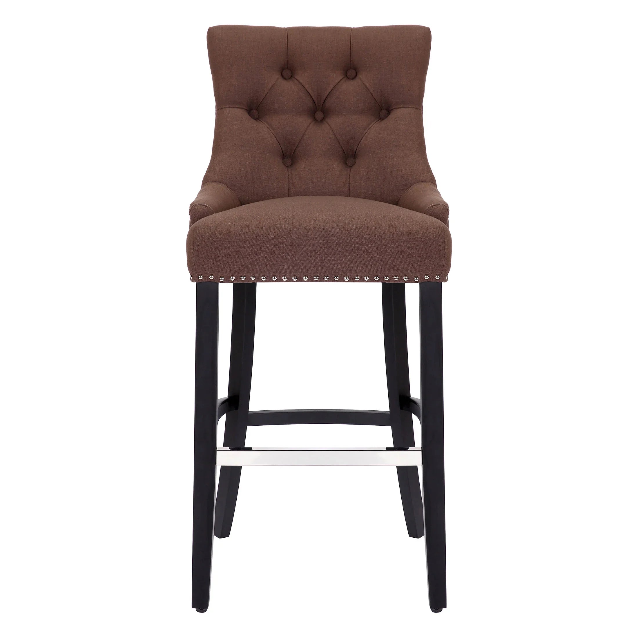 Bellmount 29" Upholstered Wood Bar Stool with Tufted Back