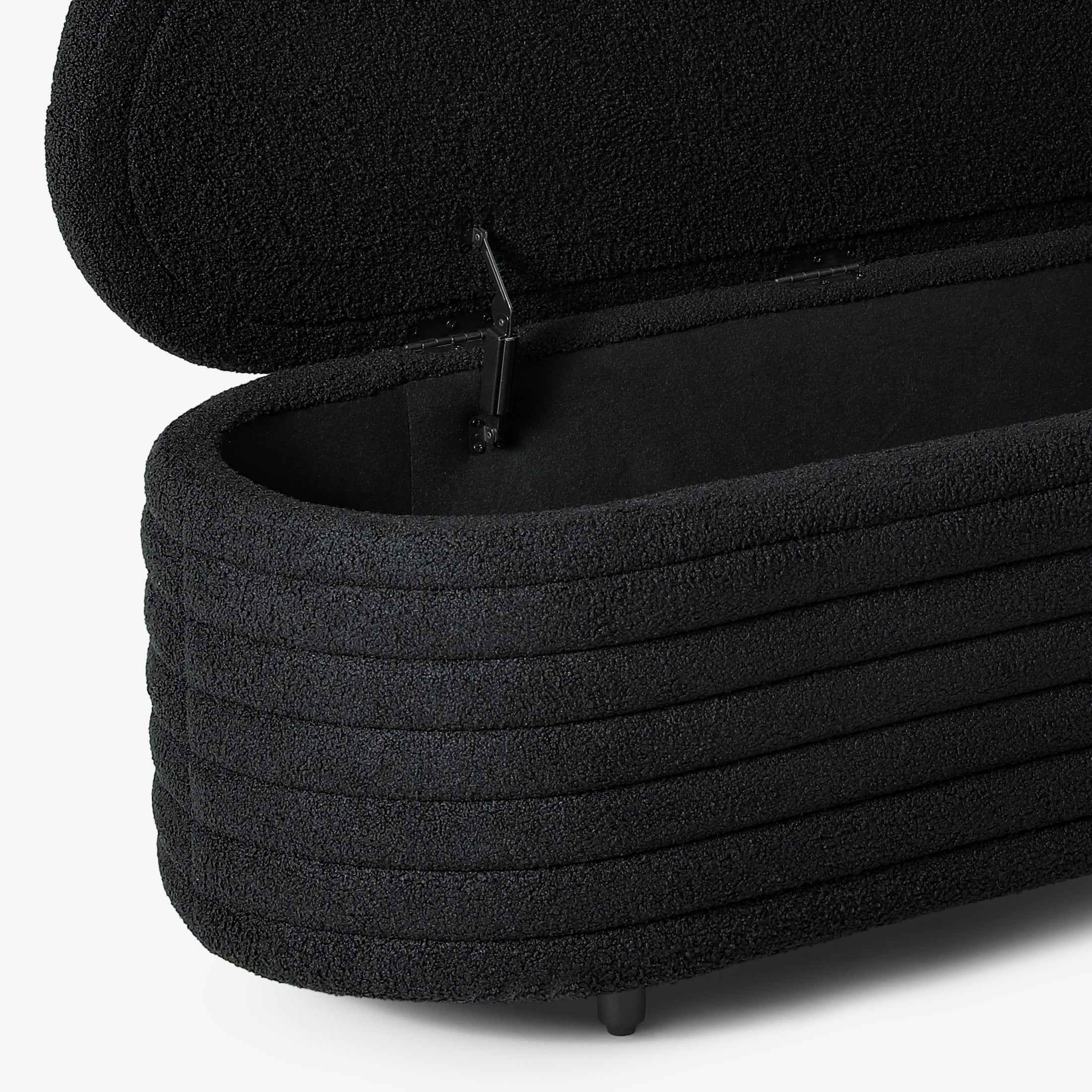 Celine 54" Wide Mid-Century Modern Upholstered Teddy Sherpa Tufted Oval Storage Ottoman Bench