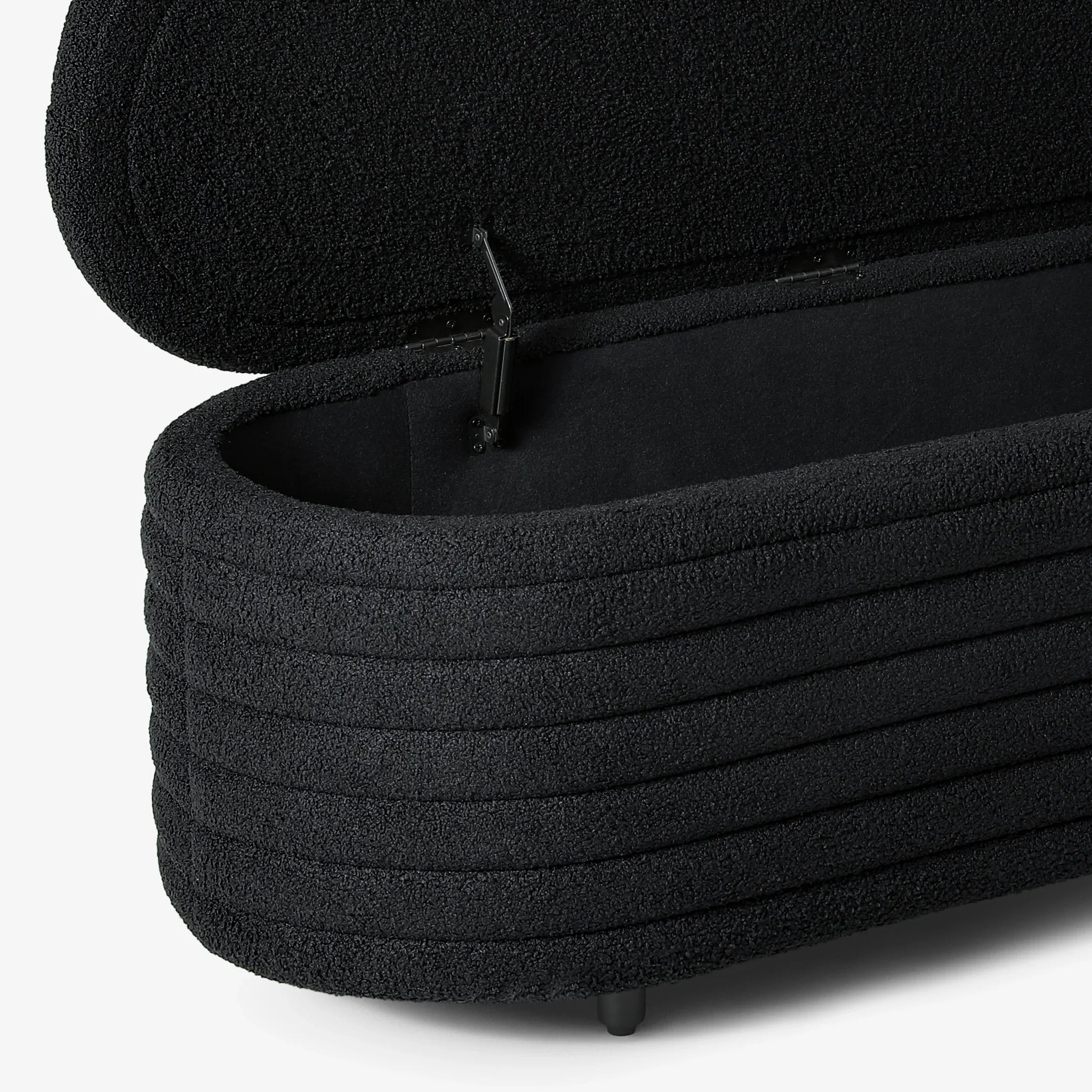 Celine 54" Wide Mid-Century Modern Upholstered Teddy Sherpa Tufted Oval Storage Ottoman Bench