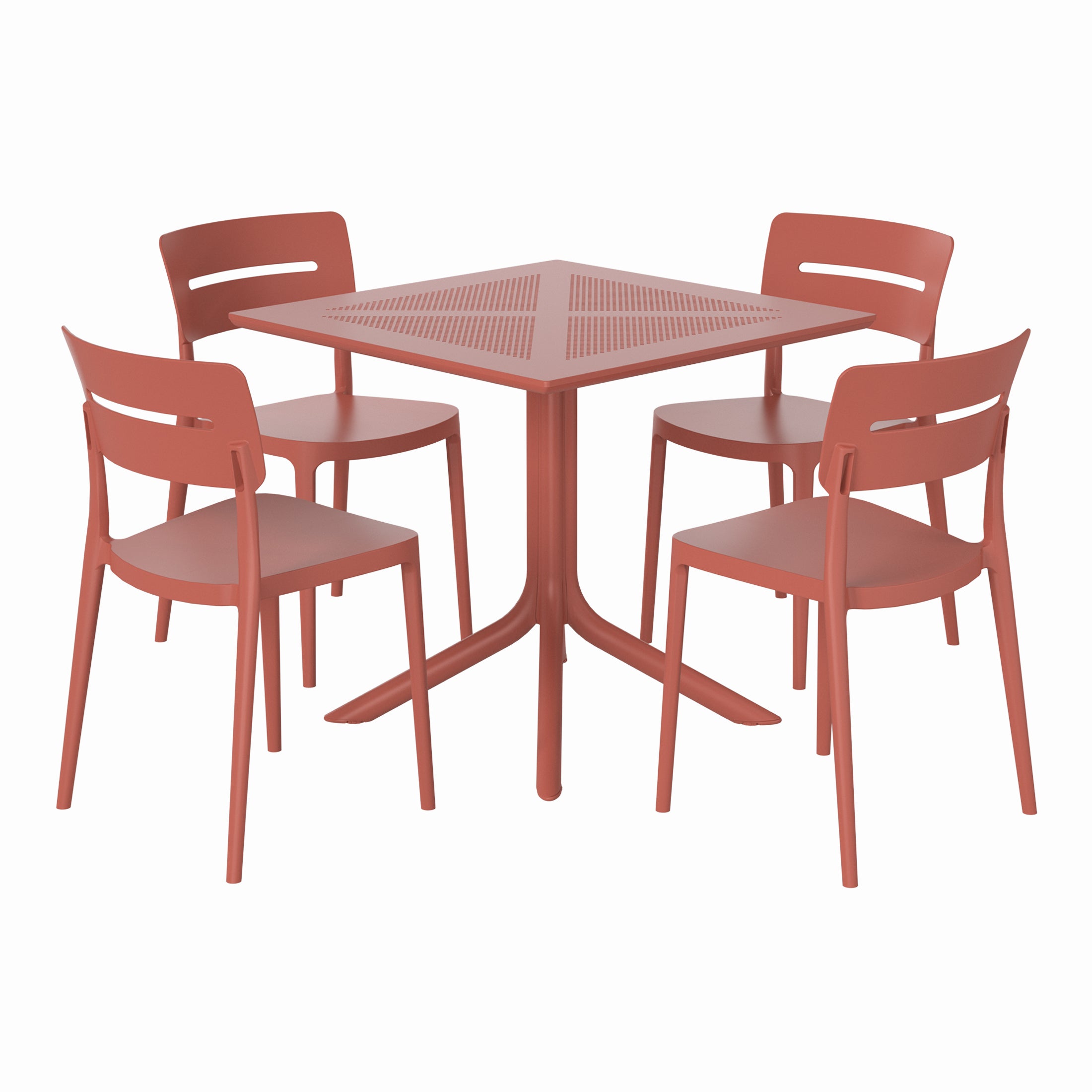 Sunshine Modern 5-Piece Resin Patio Dining Table Set with Stackable Patio Dining Chairs