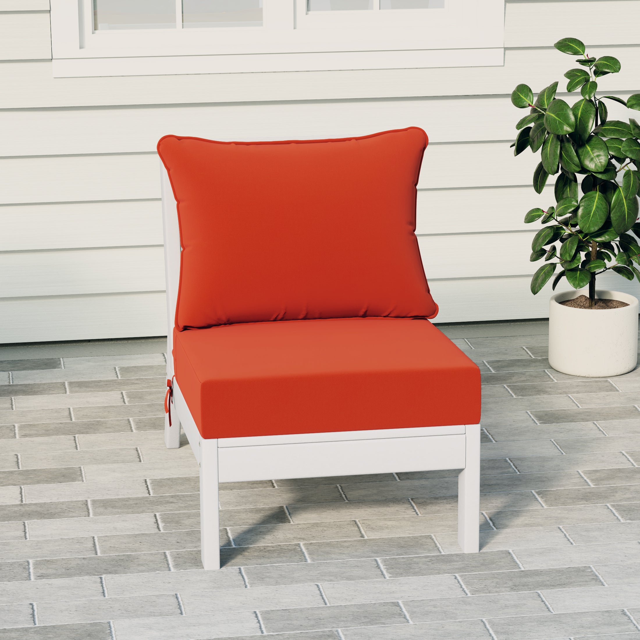 Portsmouth Outdoor HDPE Deep Seating Modular Armless Patio Chair with Patio Cushions