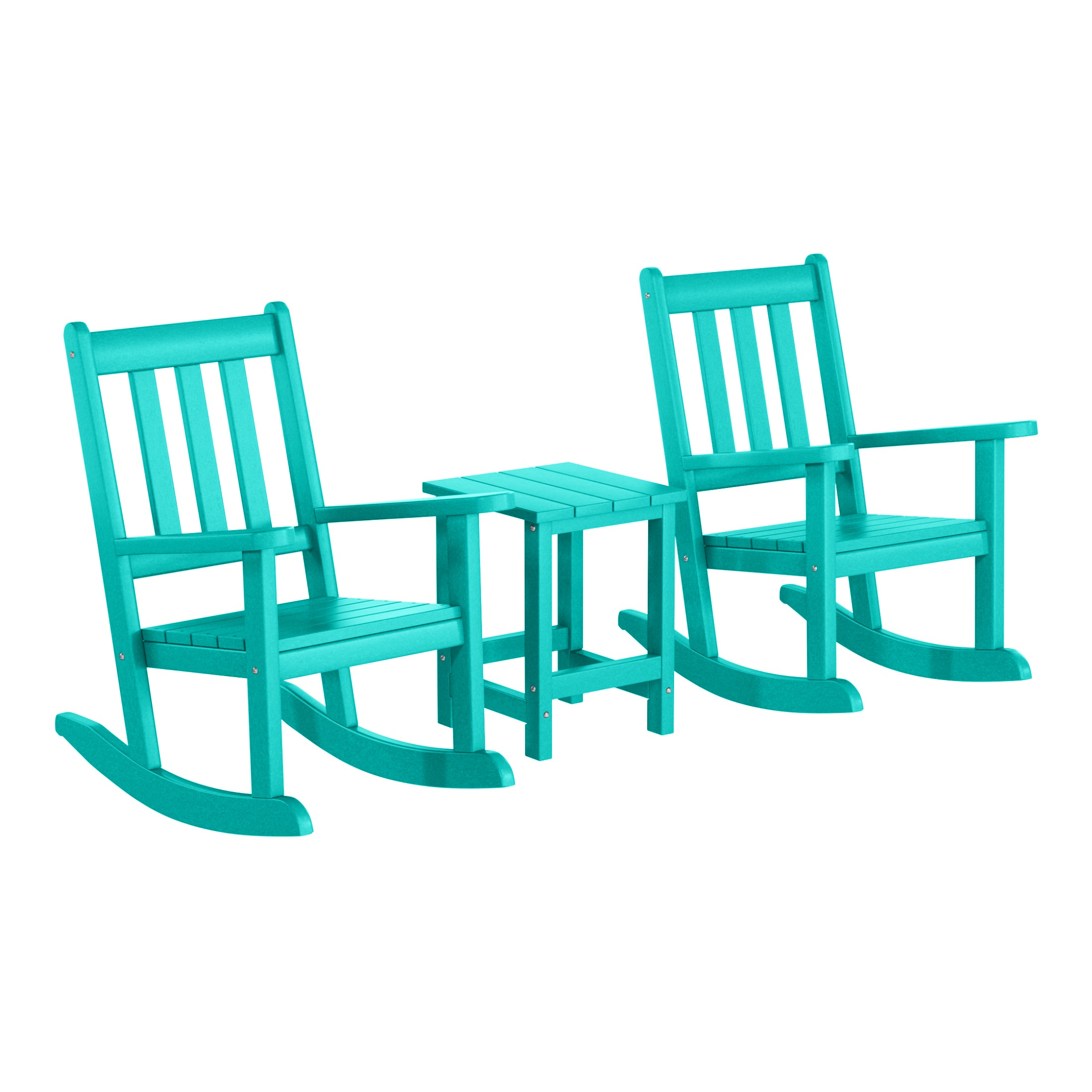 Paradise 3-Piece Kids Outdoor Rocking Chairs Set With Kids Square Side Table