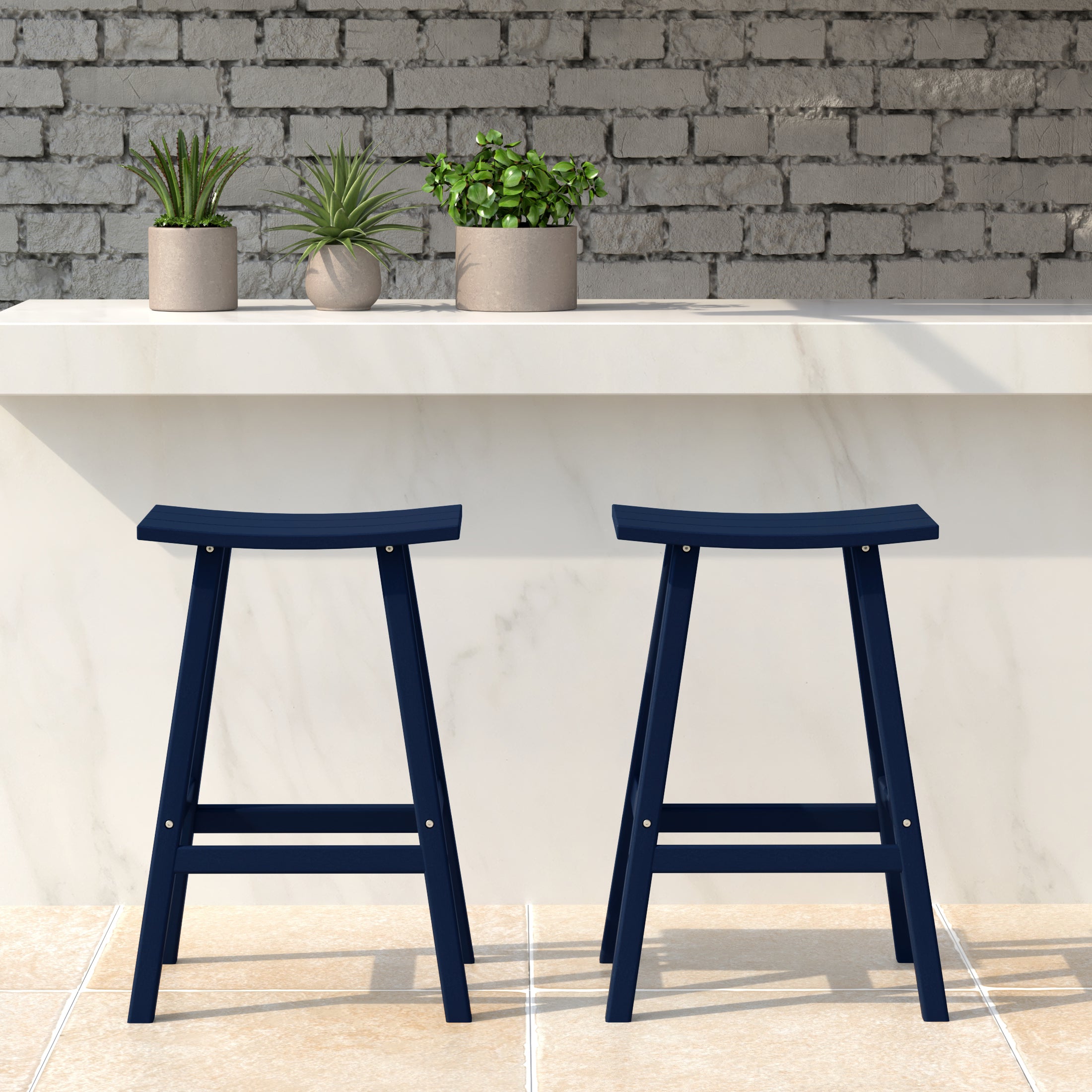 Paradise 24" HDPE Outdoor Patio Counter Height Bar Stools (Set of 2)