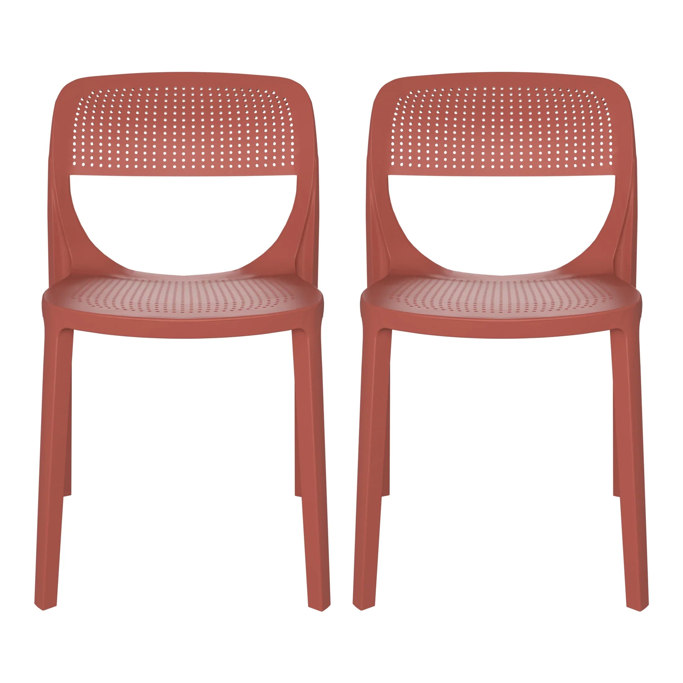 Sunshine Modern Stackable Plastic Resin Patio Dining Side Chair (Set of 2)