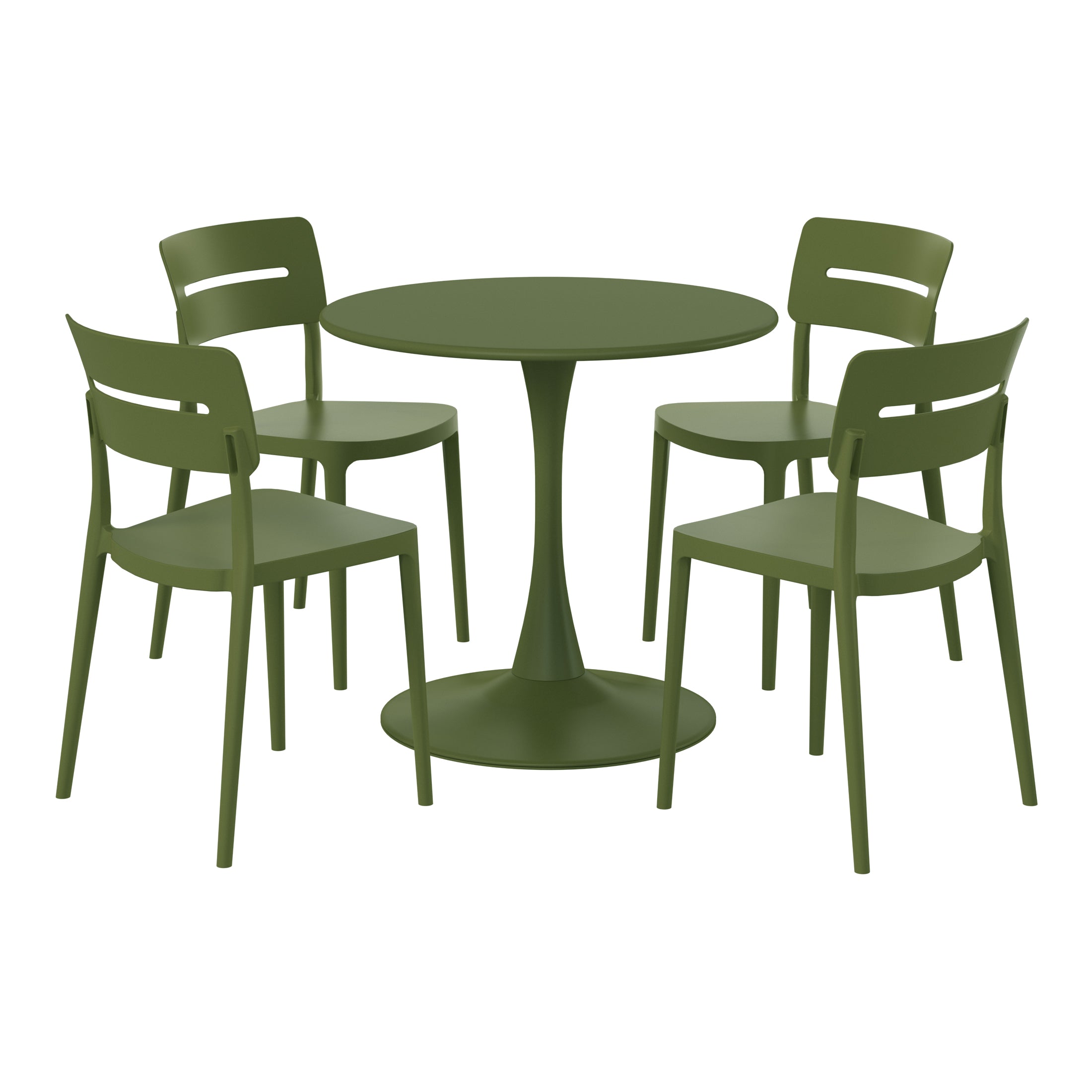 Sunshine 5-Piece Outdoor Indoor Round Metal Patio Dining Table Set With Stackable Patio Chairs