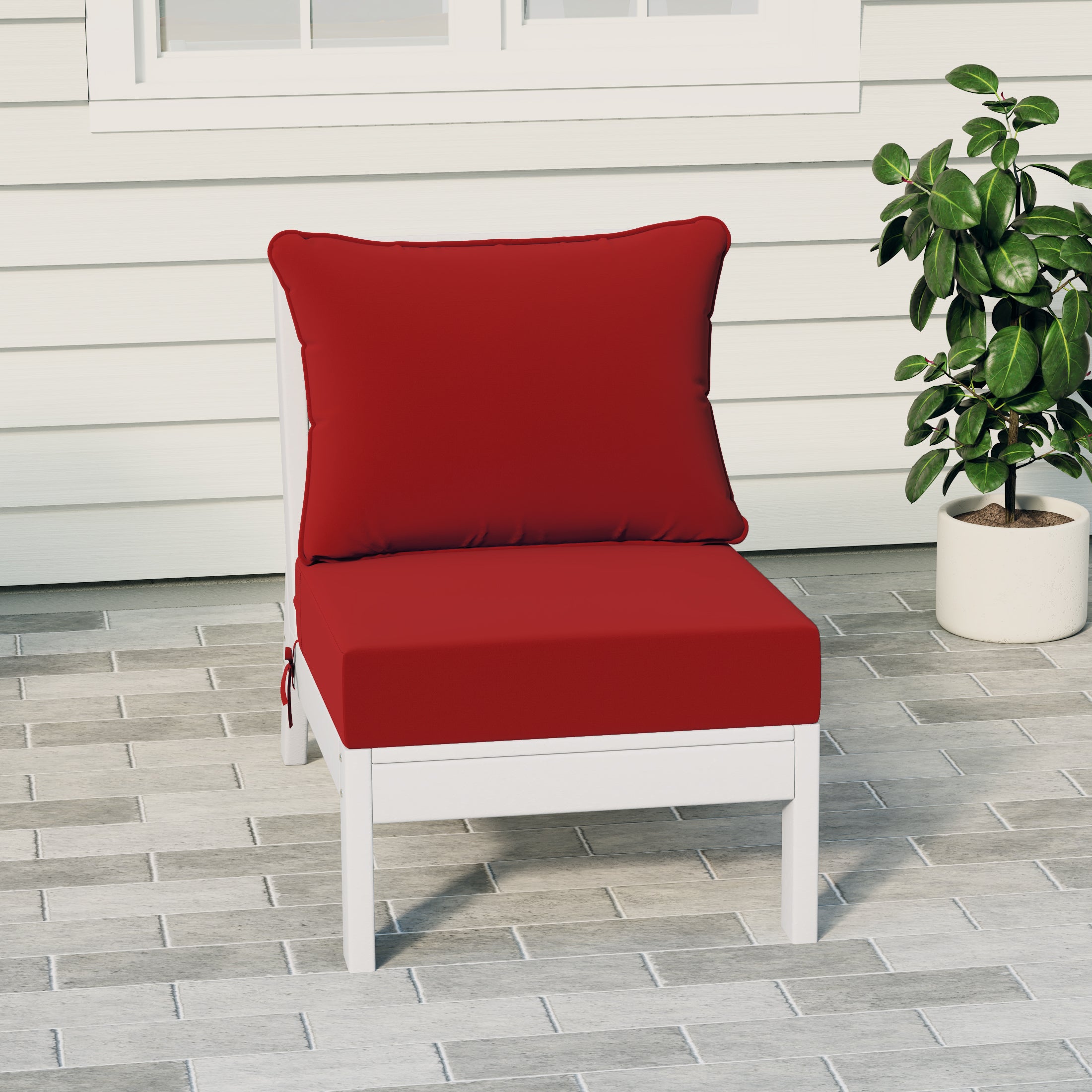 Portsmouth Outdoor HDPE Deep Seating Modular Armless Patio Chair with Patio Cushions