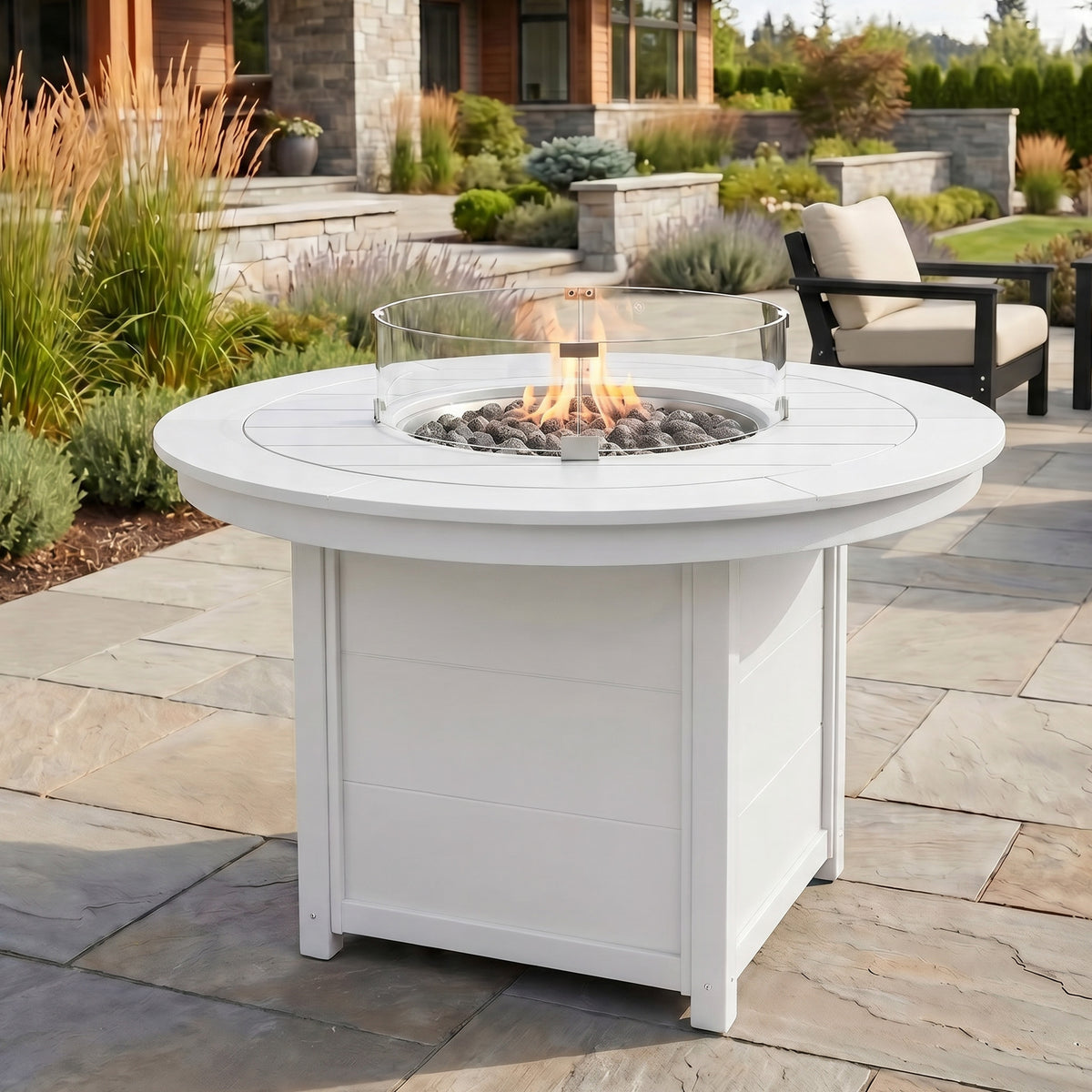 Sol 47" Modern Outdoor Patio Propane Gas Round Fire Pit Table