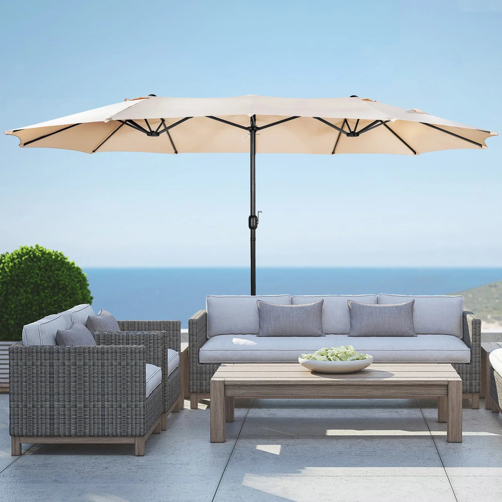 Easton Twin 15 x 9 ft. retangular shape Market / Outdoor dining table umbrella