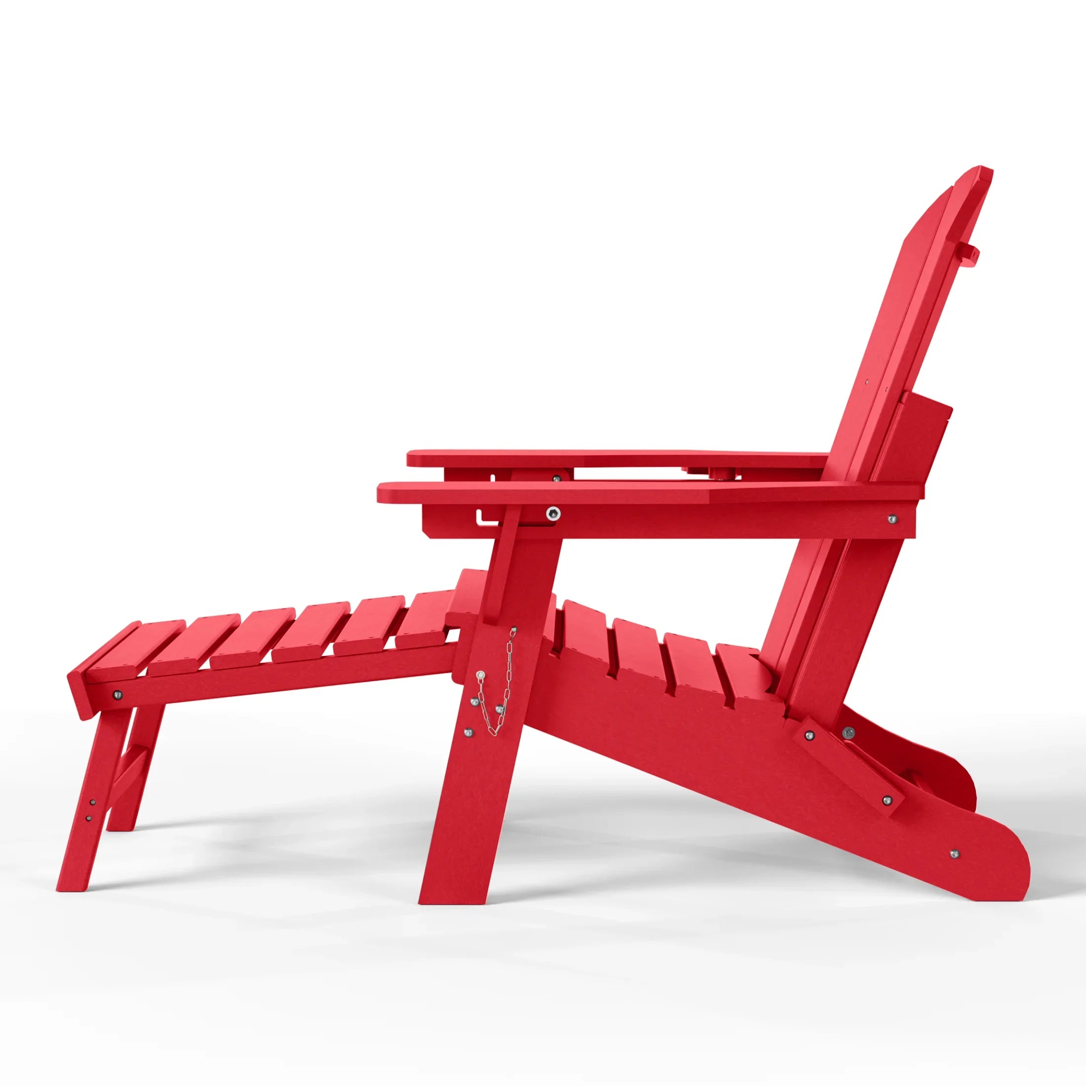 Paradise Folding Adjustable Adirondack Chair with Retractable Ottoman and Cup Holder (Set of 2)