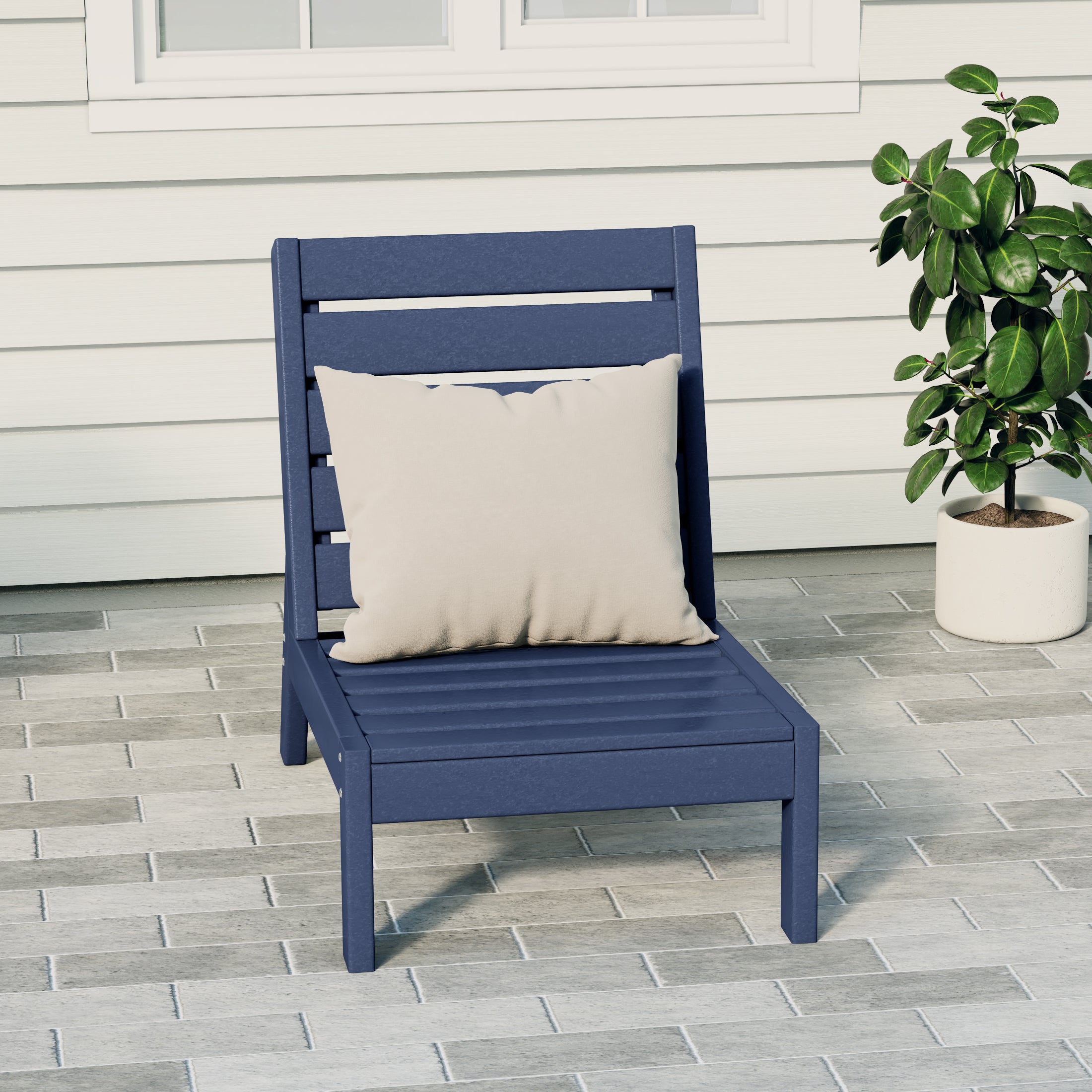 Portsmouth Outdoor HDPE Deep Seating Modular Armless Patio Chair