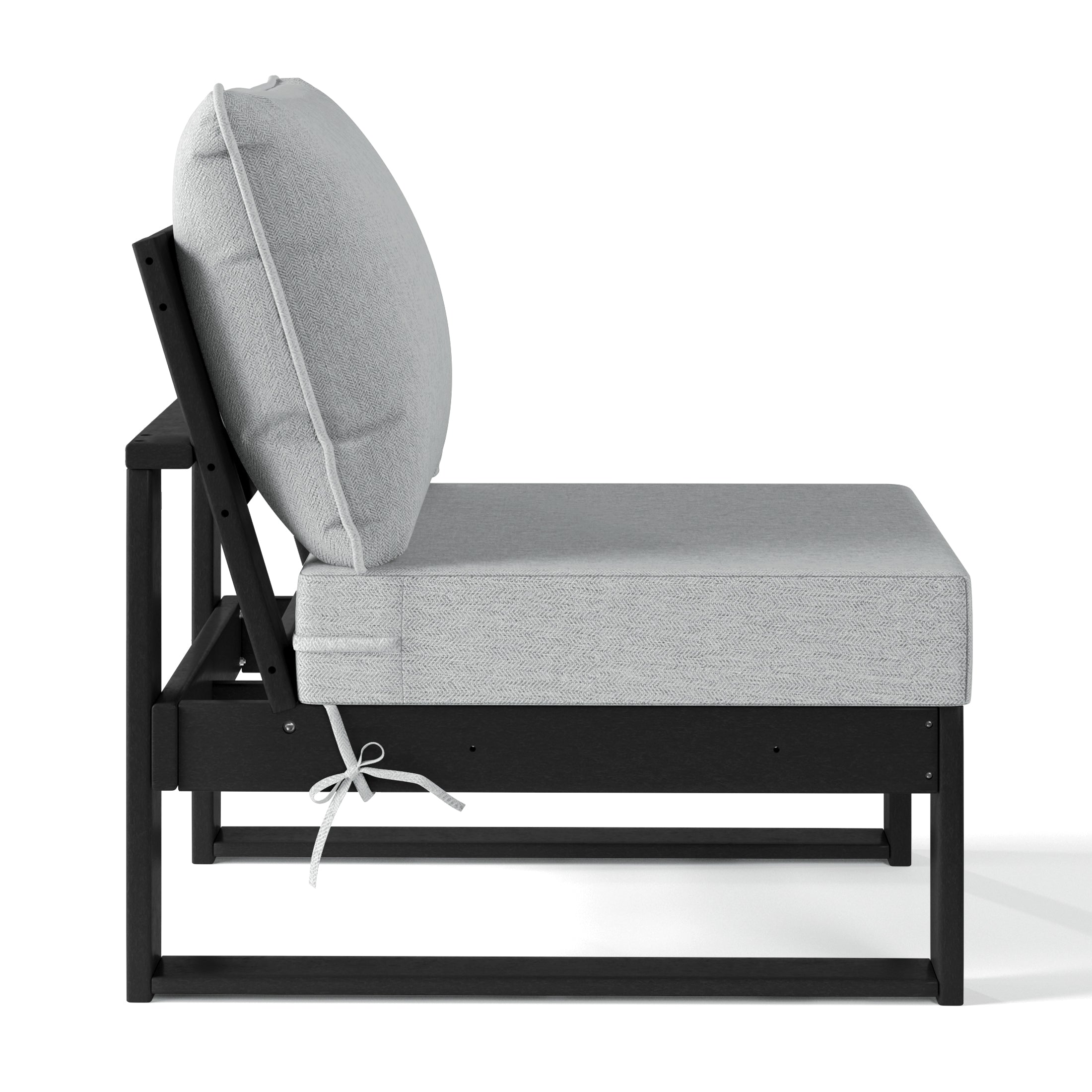 Rockaway Outdoor HDPE Sectional Armless Chair with Water-Proof Patio Cushions