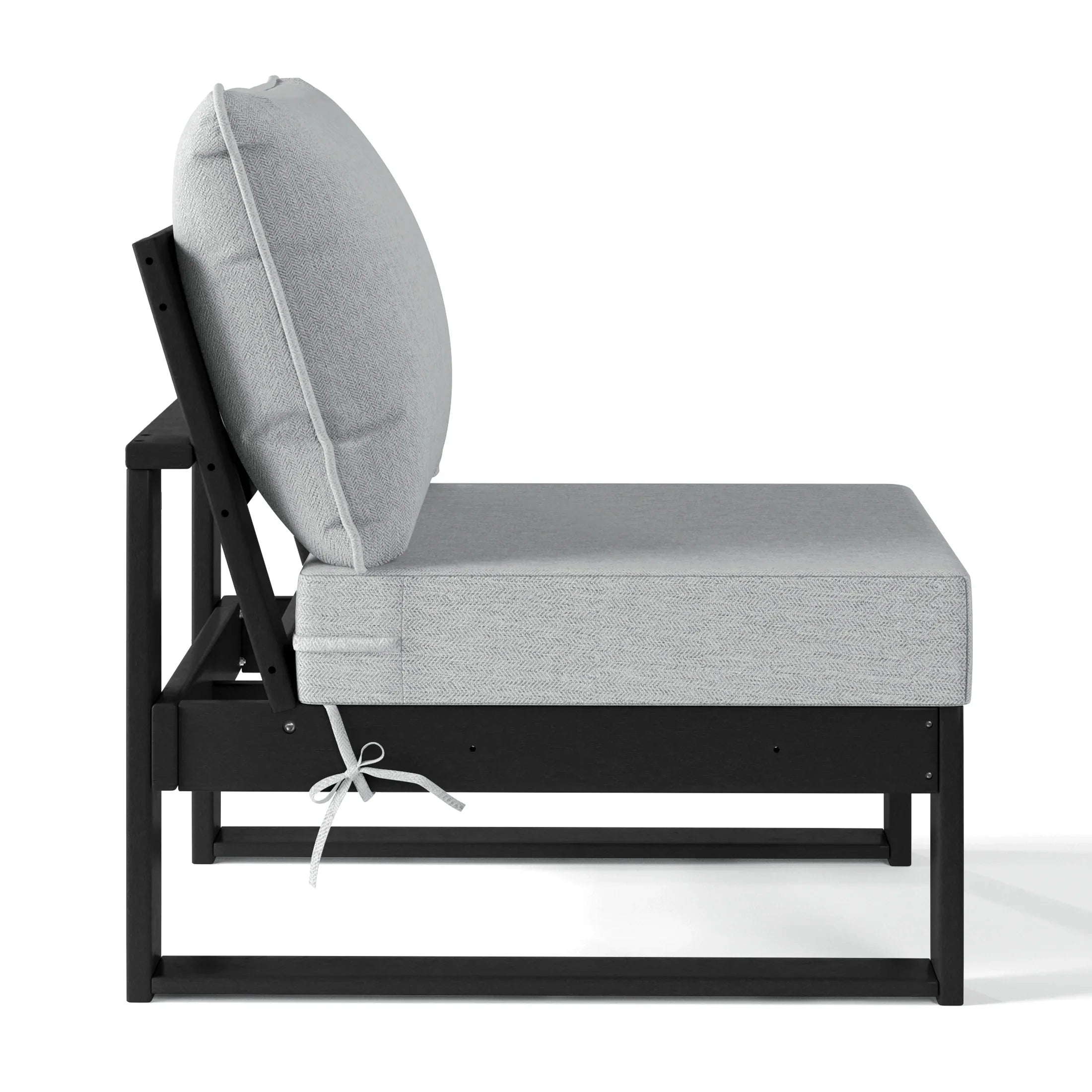 Rockaway Outdoor HDPE Sectional Armless Chair with Water-Proof Patio Cushions