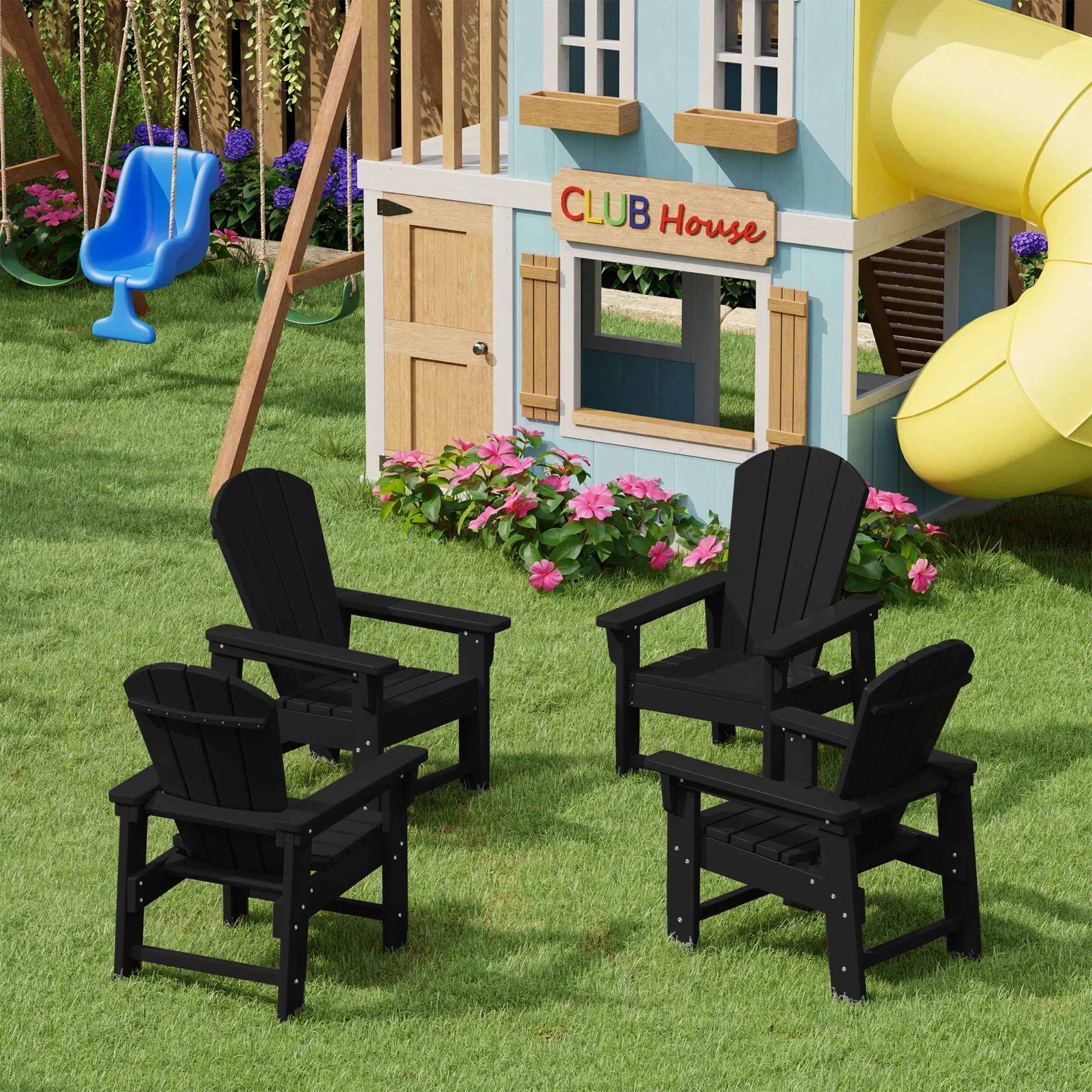 Paradise Kids Outdoor Adirondack Plastic Patio Chair (Set of 4)