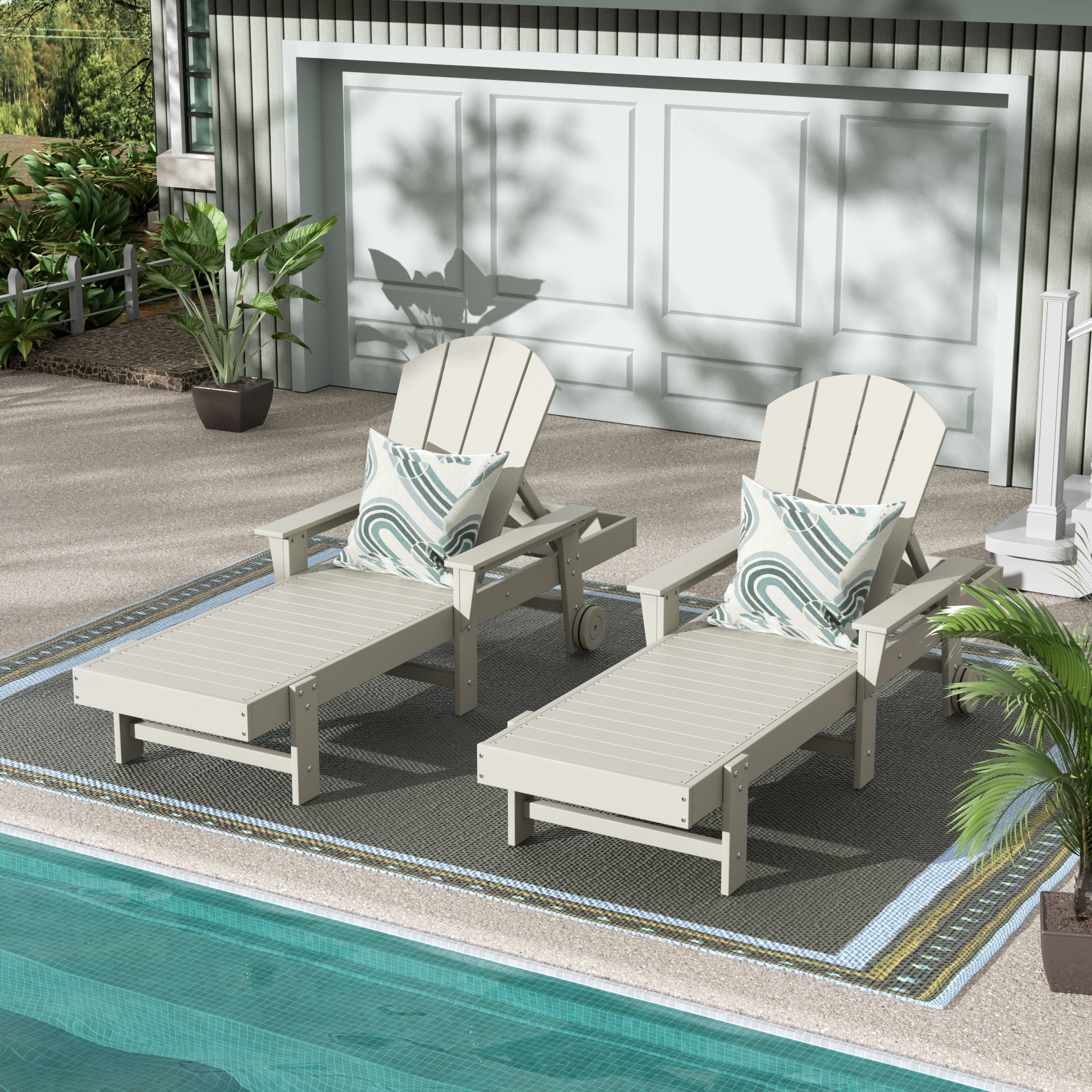 Paradise 2 Piece Reclining Chaise Lounge With Arms & Wheels