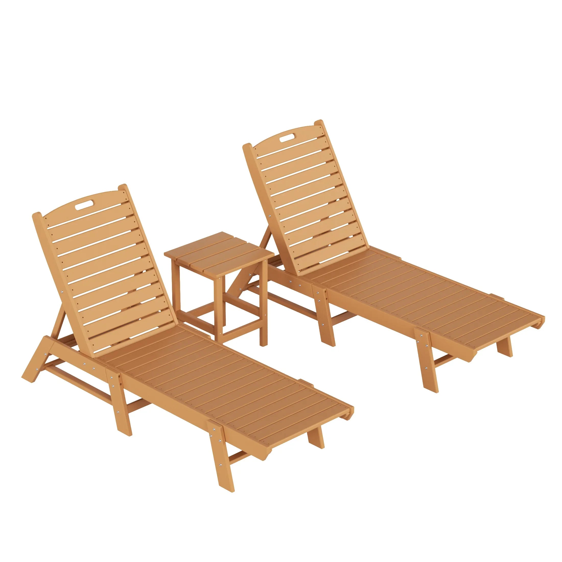 Paradise Poly Reclining Outdoor Patio Chaise Lounge Chair with Side Table Set