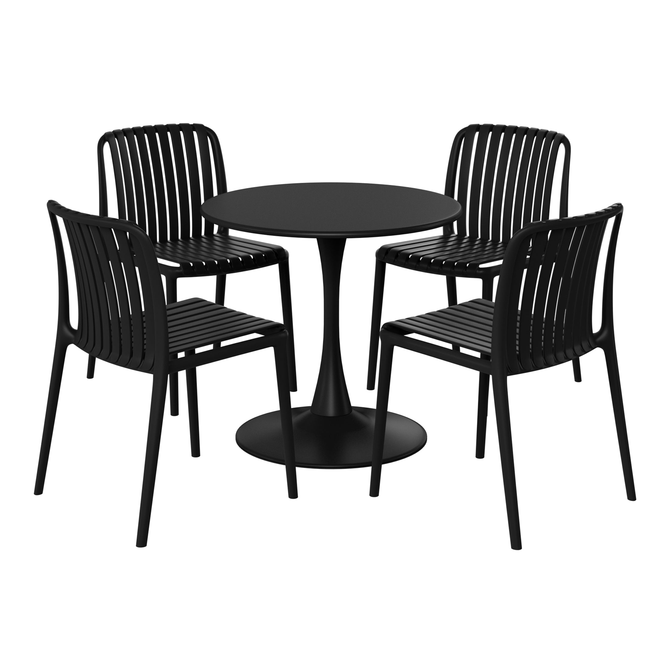 Sunshine 5-Piece Outdoor Metal Dining Table Set And Stackable Resin Patio Chairs