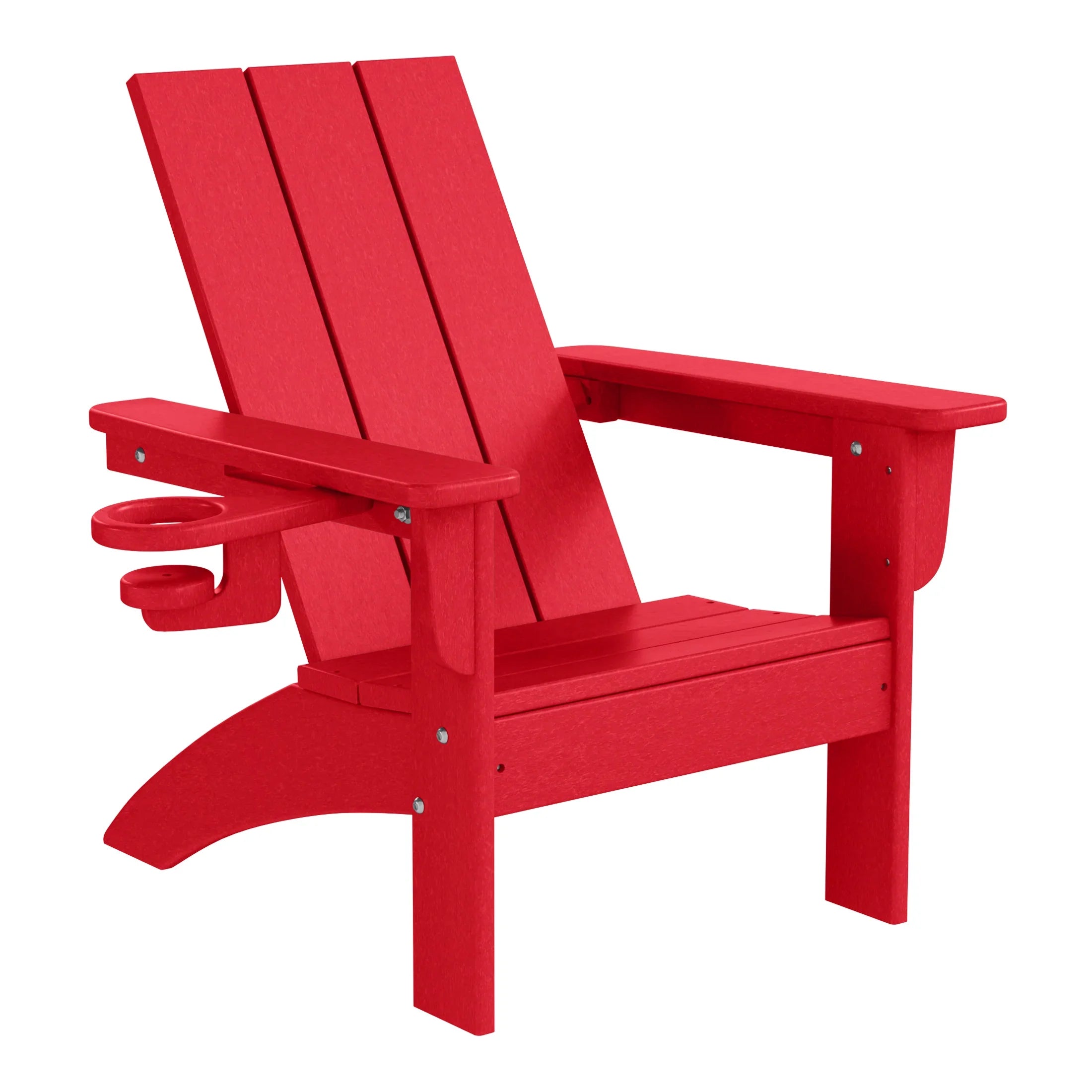 Palms 3-Piece Kids HDPE Modern Adirondack Chairs Set with Square Side Table and Cup Holders