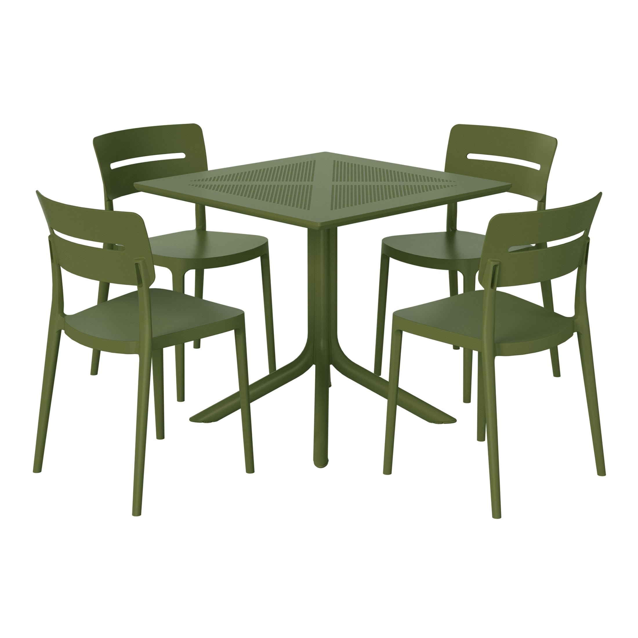Sunshine Modern 5-Piece Resin Patio Dining Table Set with Stackable Patio Dining Chairs