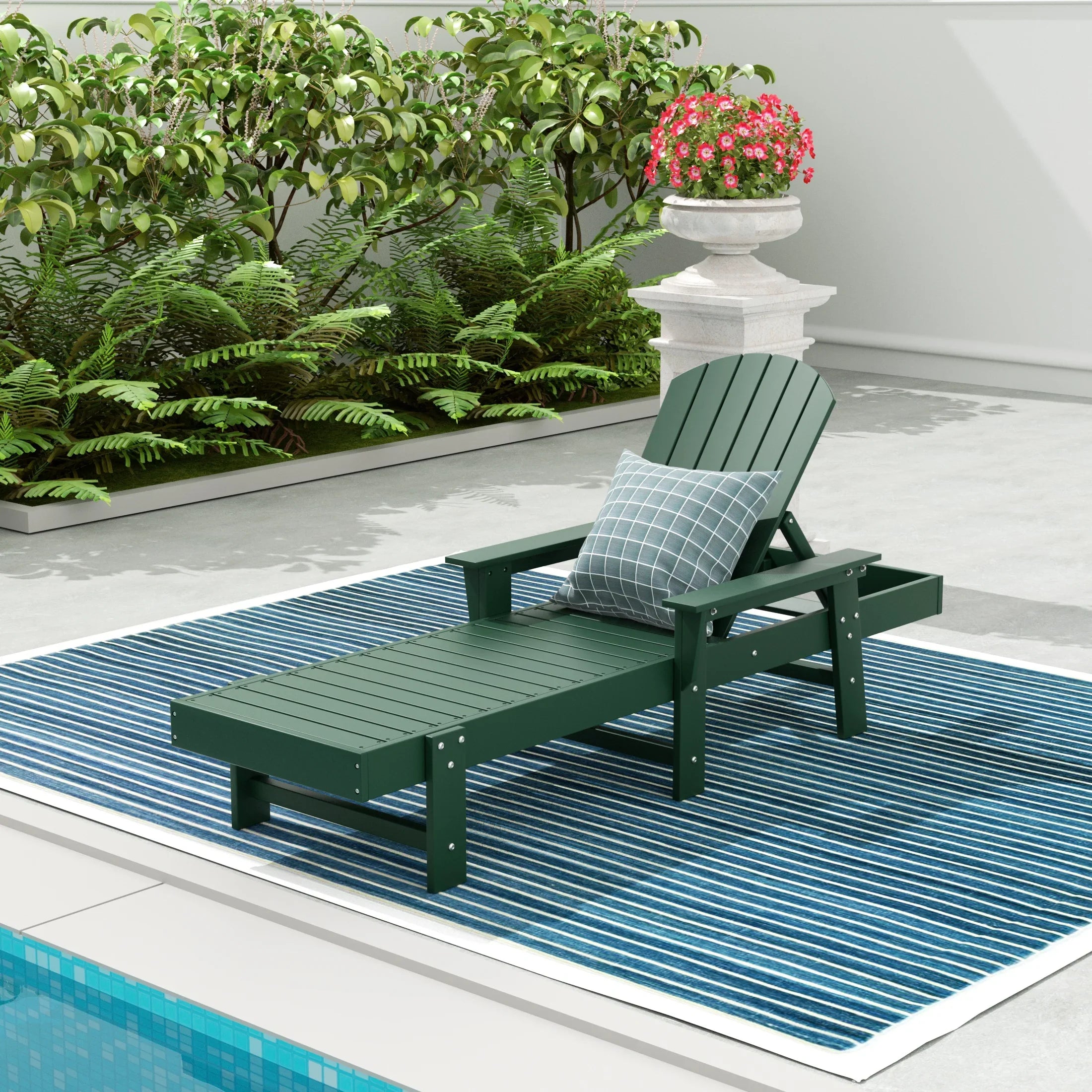 Portside Adirondack Poly Reclining Chaise Lounge With Arms