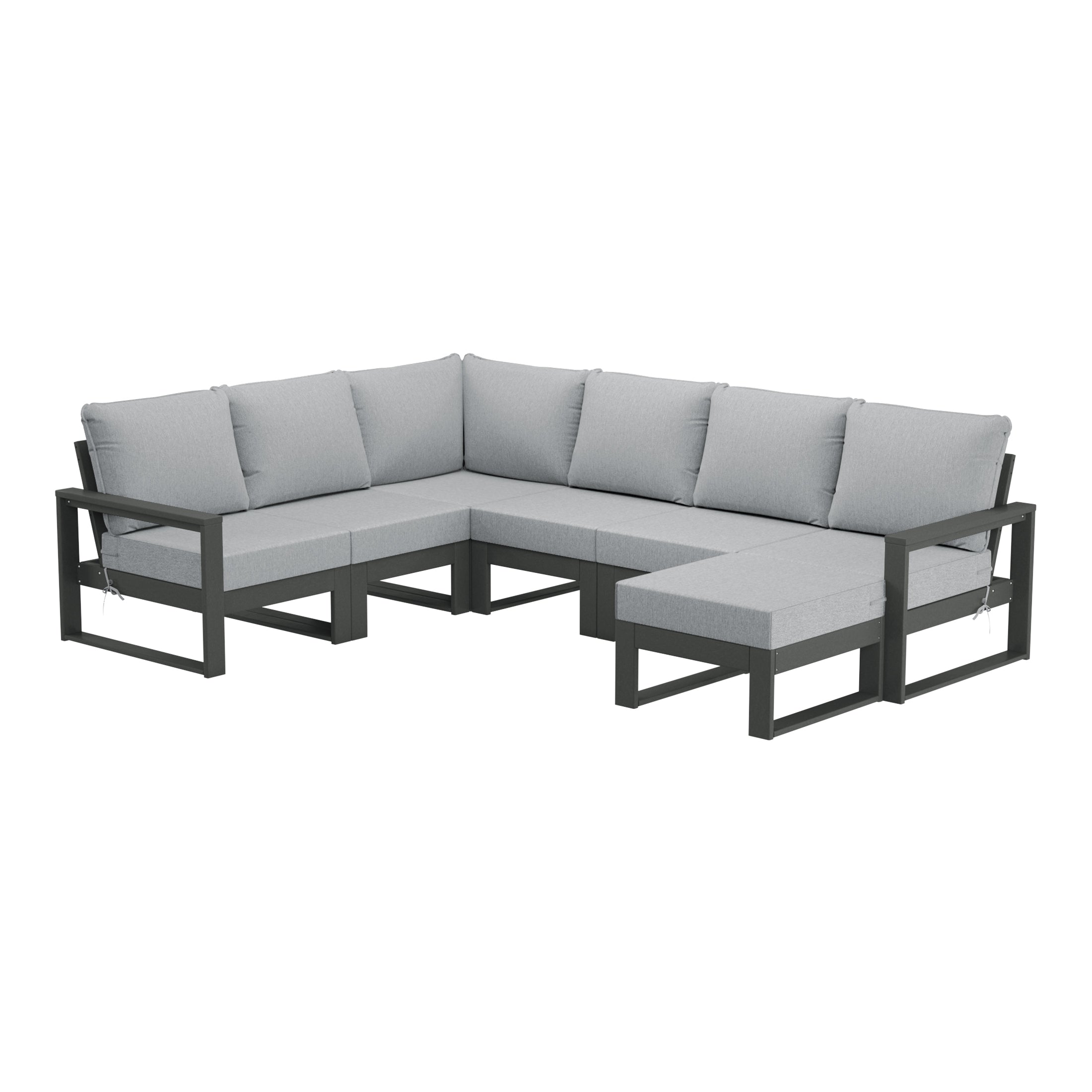 Rockaway 7-Piece Outdoor Modular L-Shaped Corner Patio Sectional Sofa Set