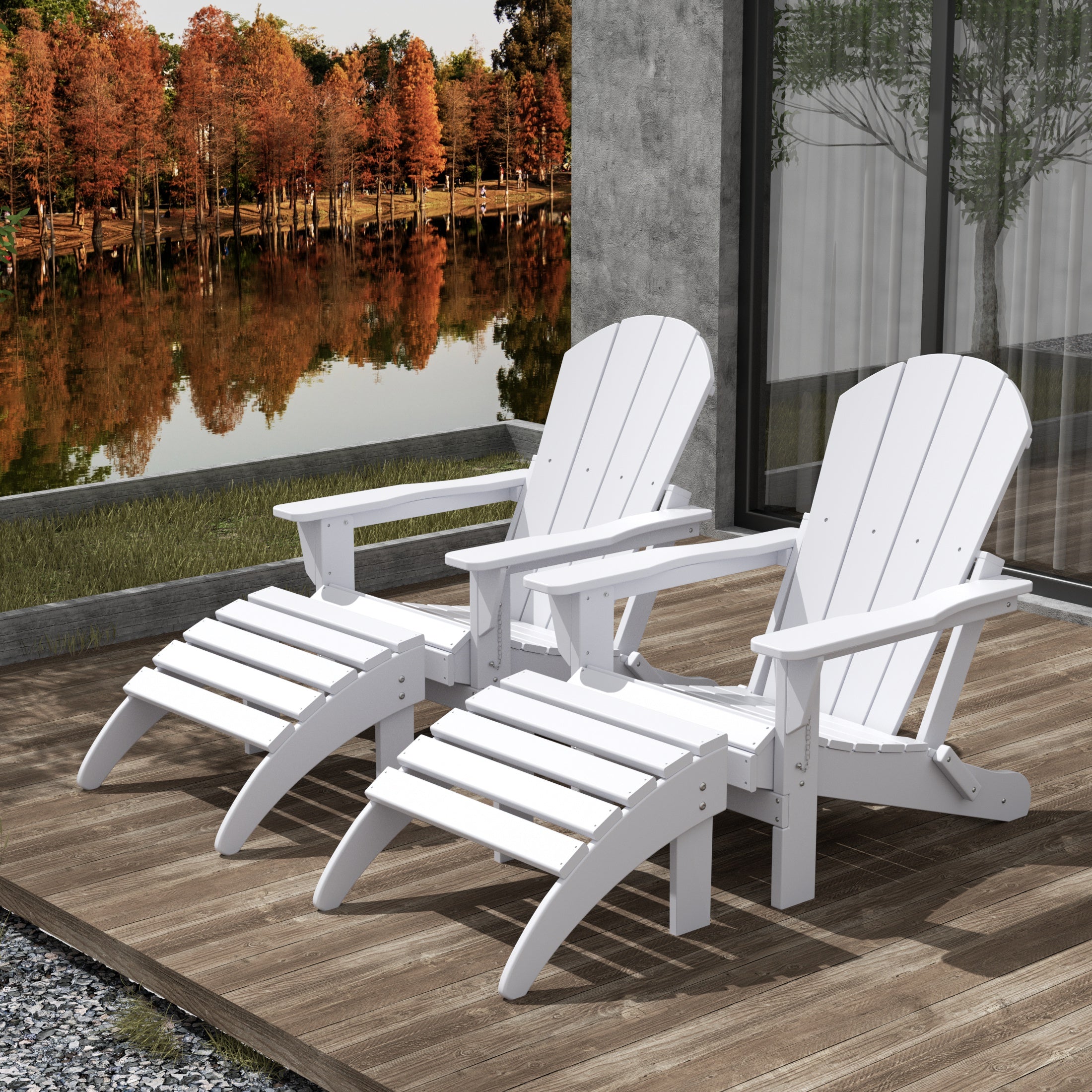 PARADISE 4-Piece Outdoor Patio Adirondack Chairs with Matching