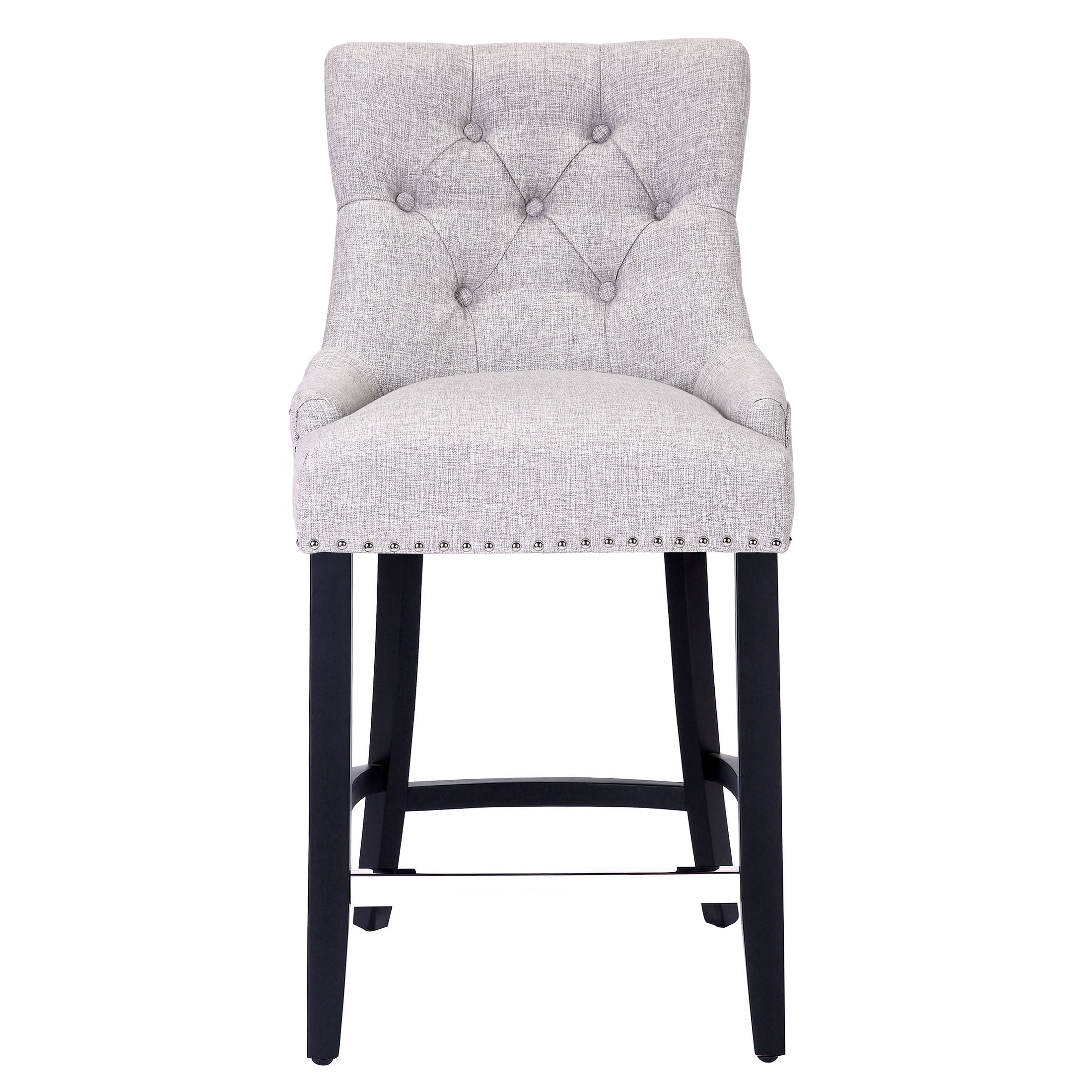 Bellmount 24" Upholstered Wood Counter Stool with Tufted Back