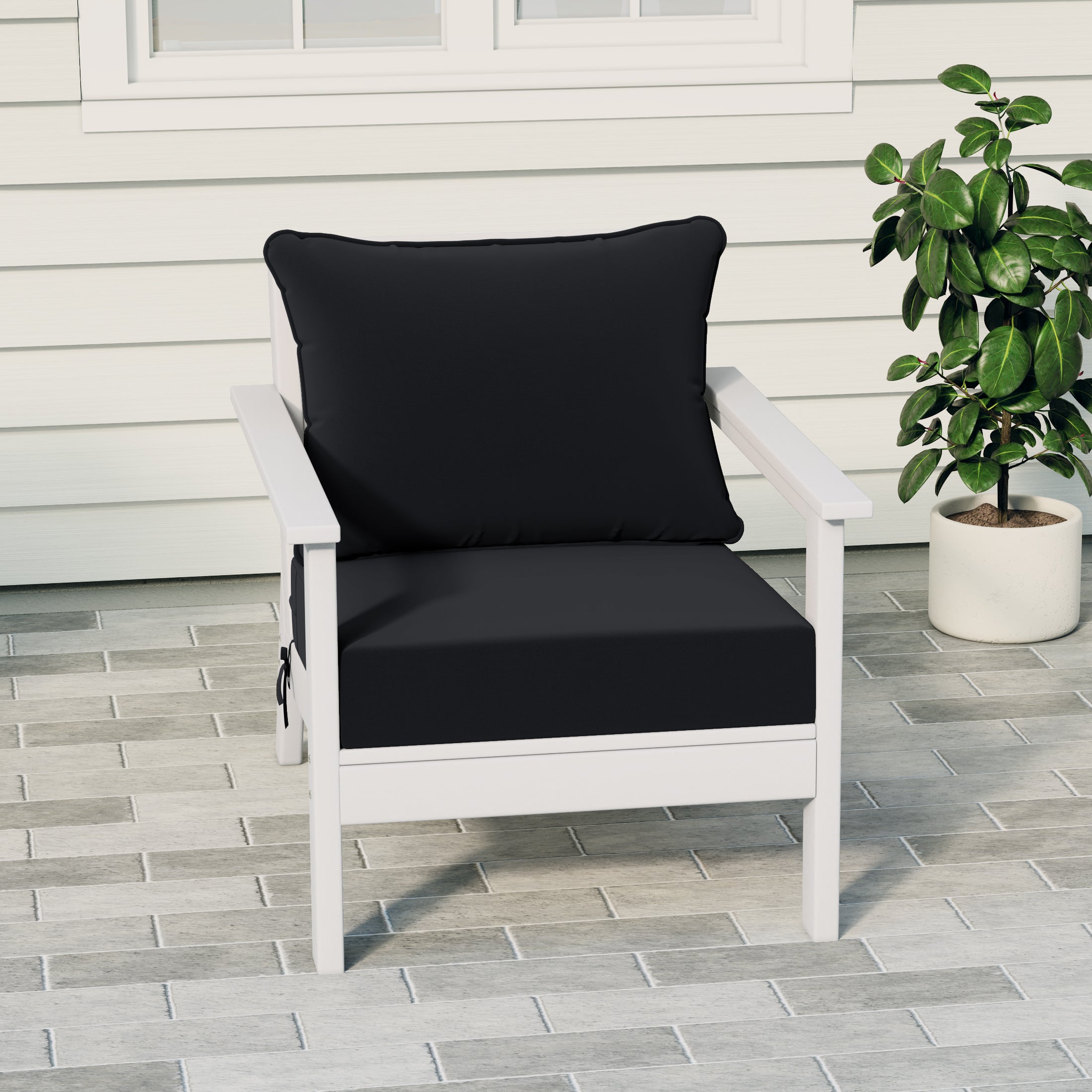 Portsmouth Outdoor Modern HDPE Patio Club Chair with Deep Seat Cushions