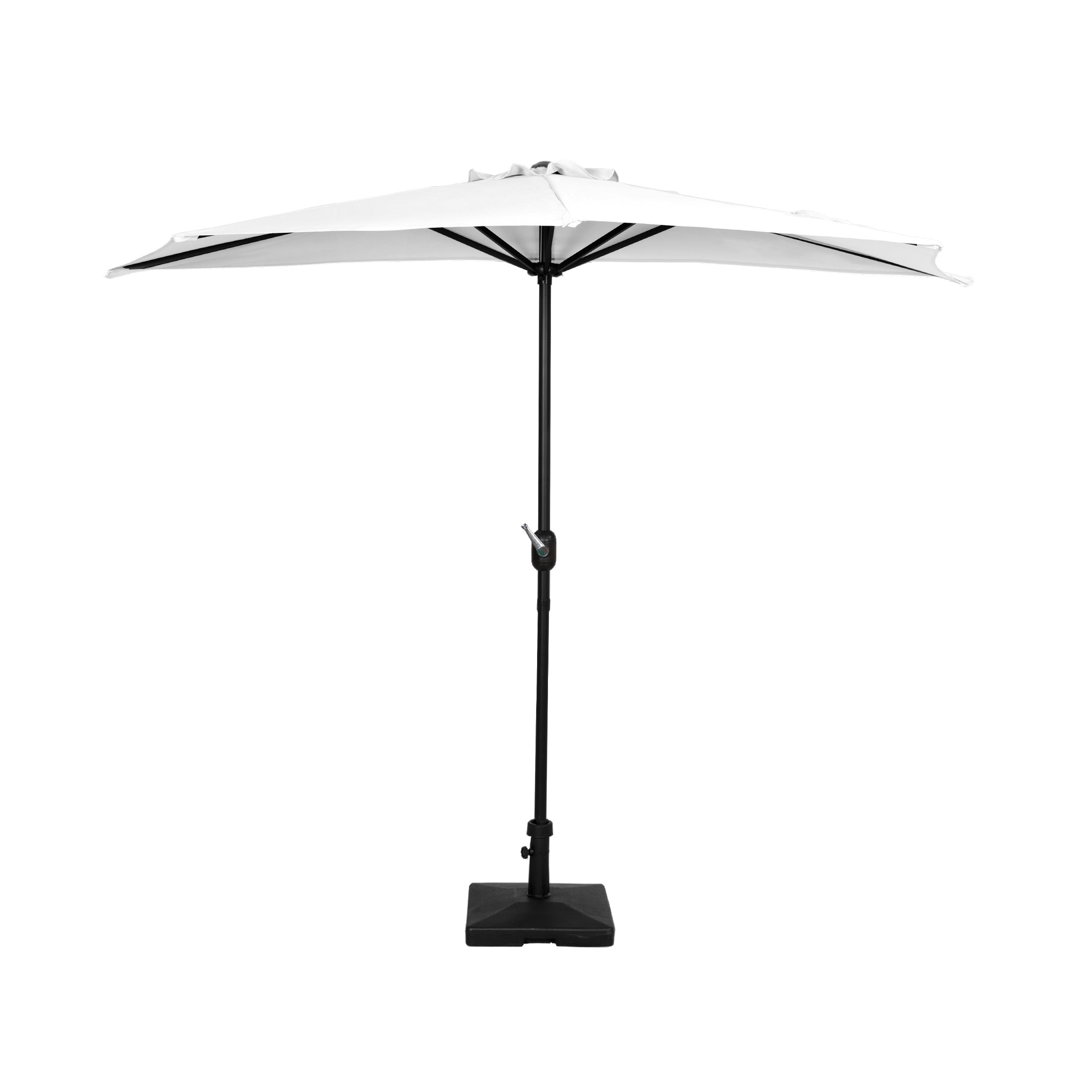 Easton 9 ft. Aluminum Half Market Crank Lift Patio Umbrella with Base
