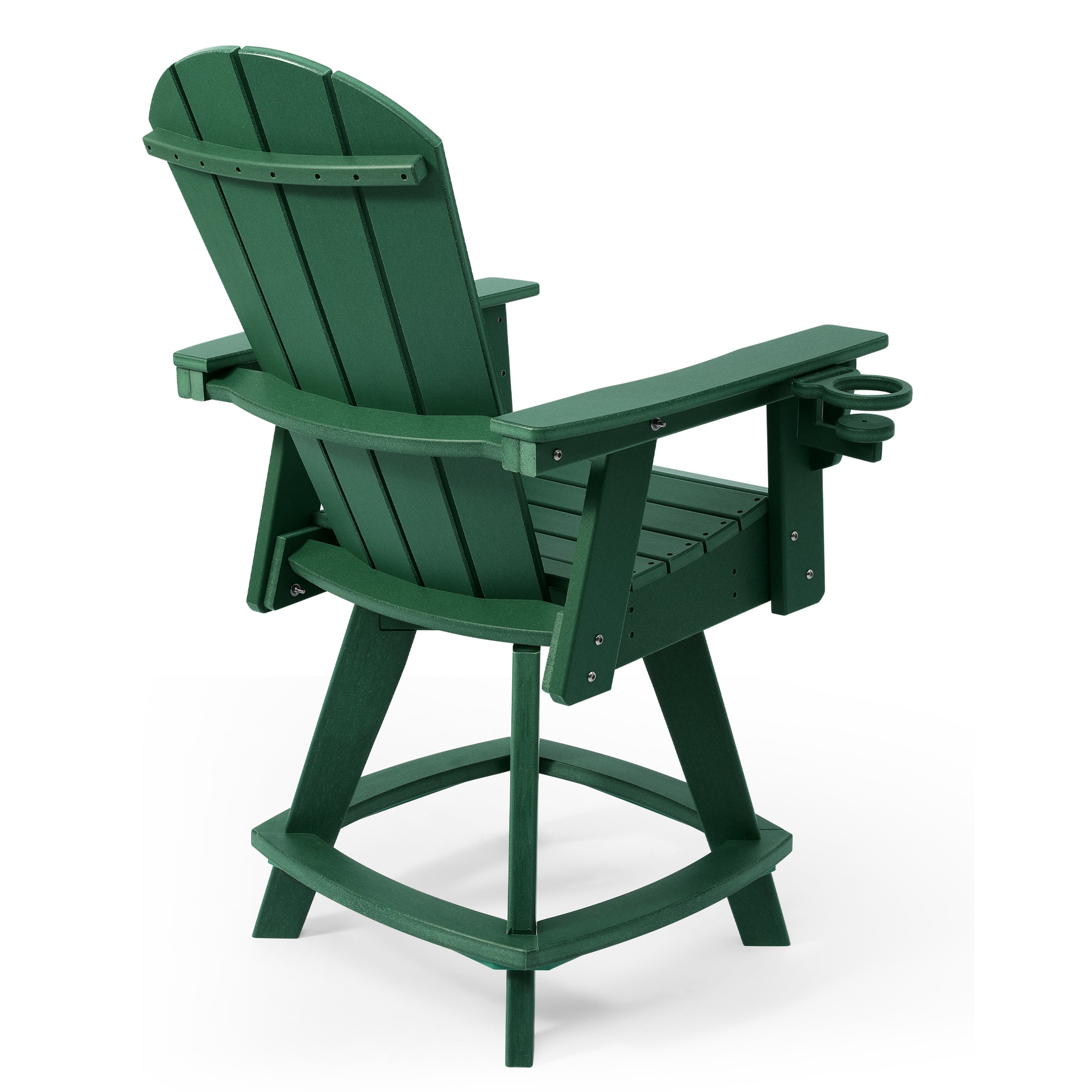Paradise Outdoor HDPE Adirondack Swivel Counter Height Bar Chair With Cup Holder