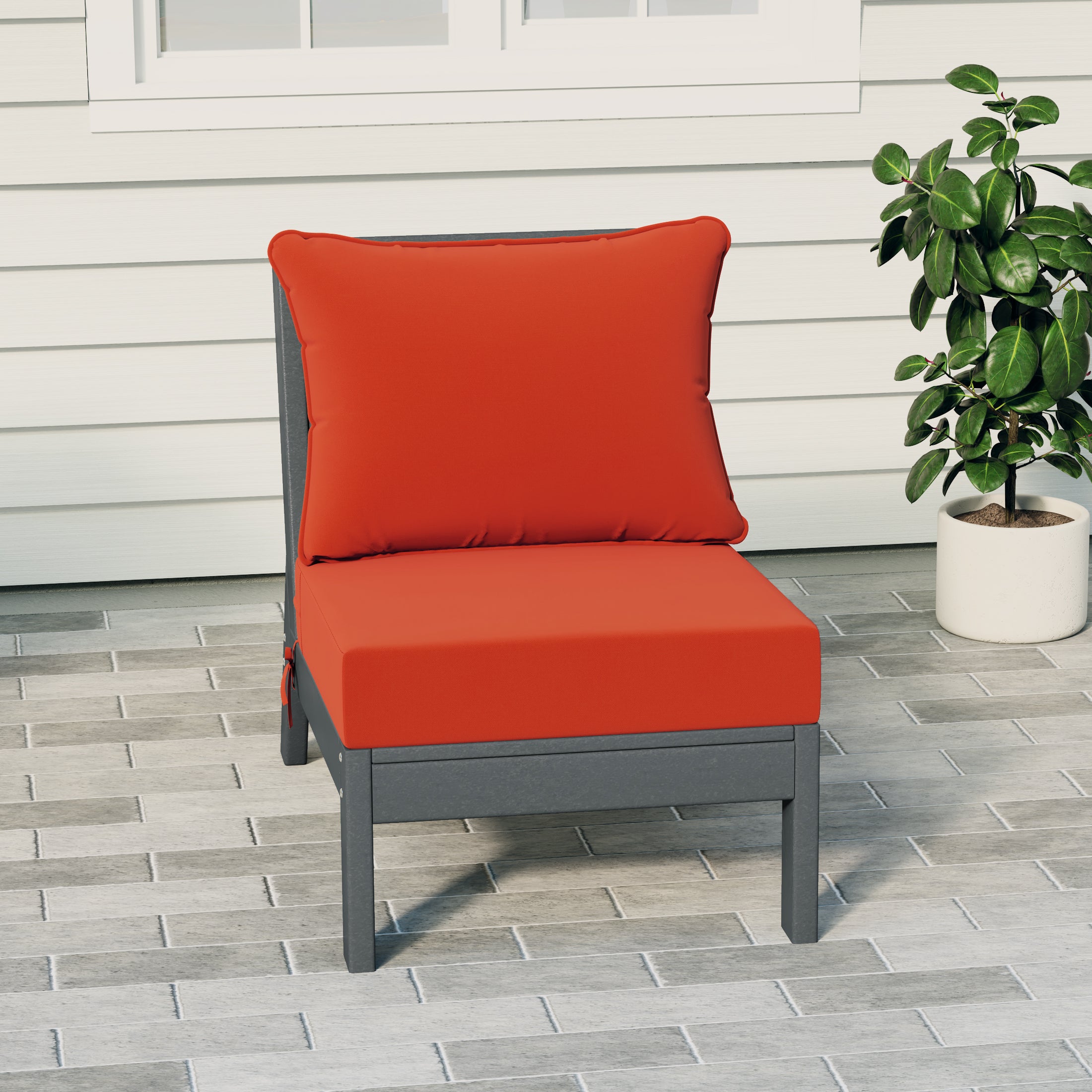 Portsmouth Outdoor HDPE Deep Seating Modular Armless Patio Chair with Patio Cushions