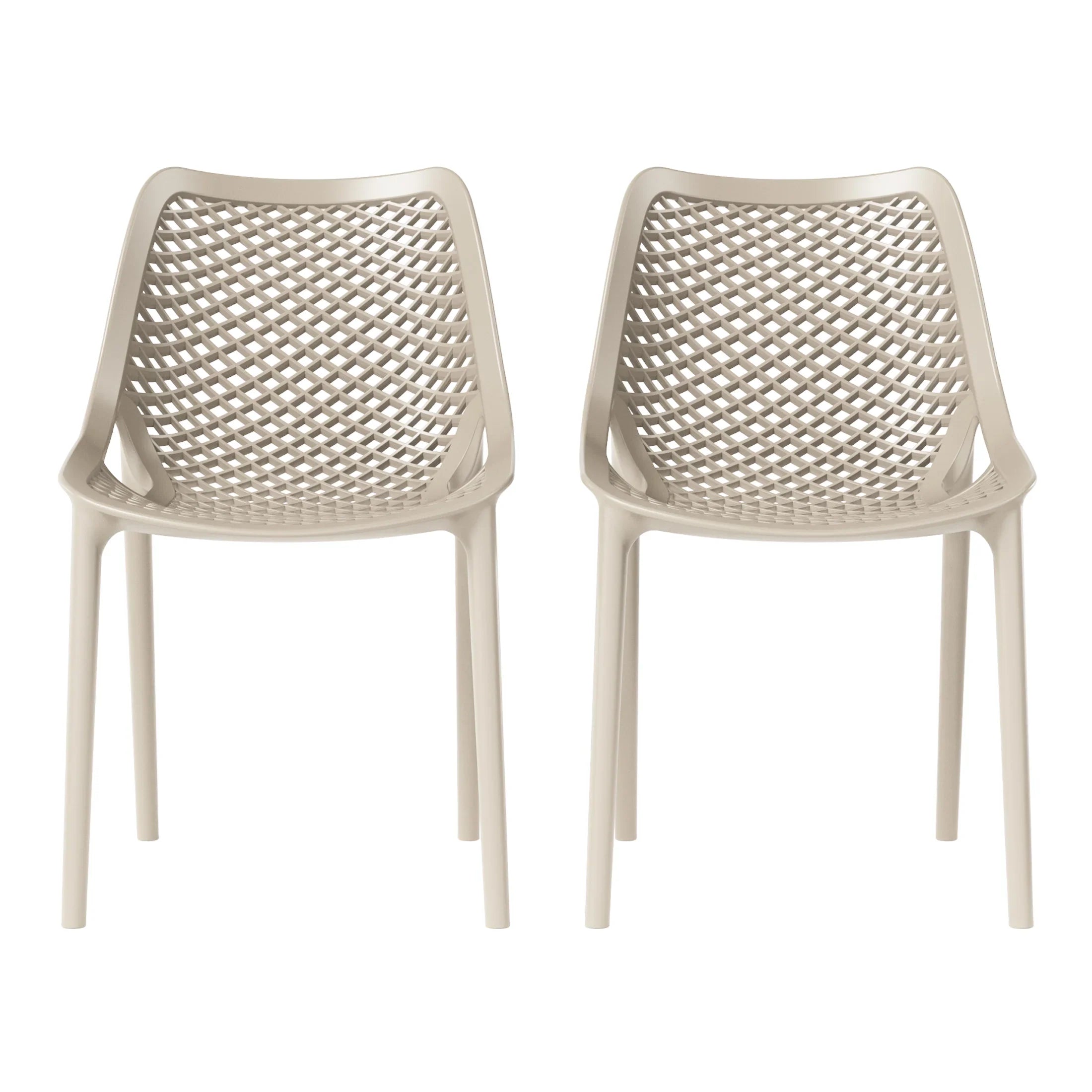 Sunshine Outdoor Stackable Modern Plastic Dining Chairs (Set of 2)