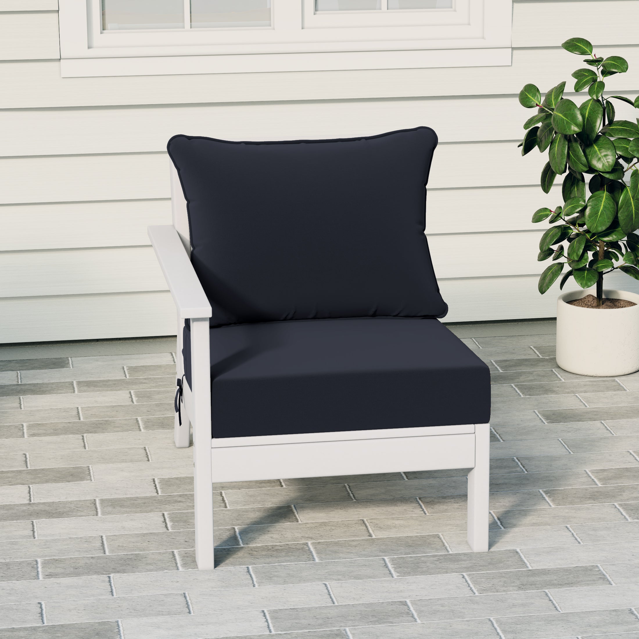 Portsmouth Outdoor Patio HDPE Left Arm Sectional Corner Club Chair with Patio Cushions